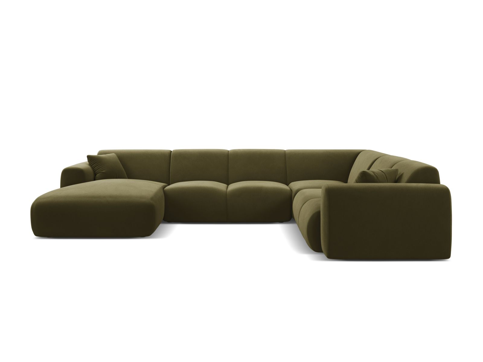 Velvet Modular Panoramic Right Corner Sofa, "Molino", 6 Seats, 326x252x72