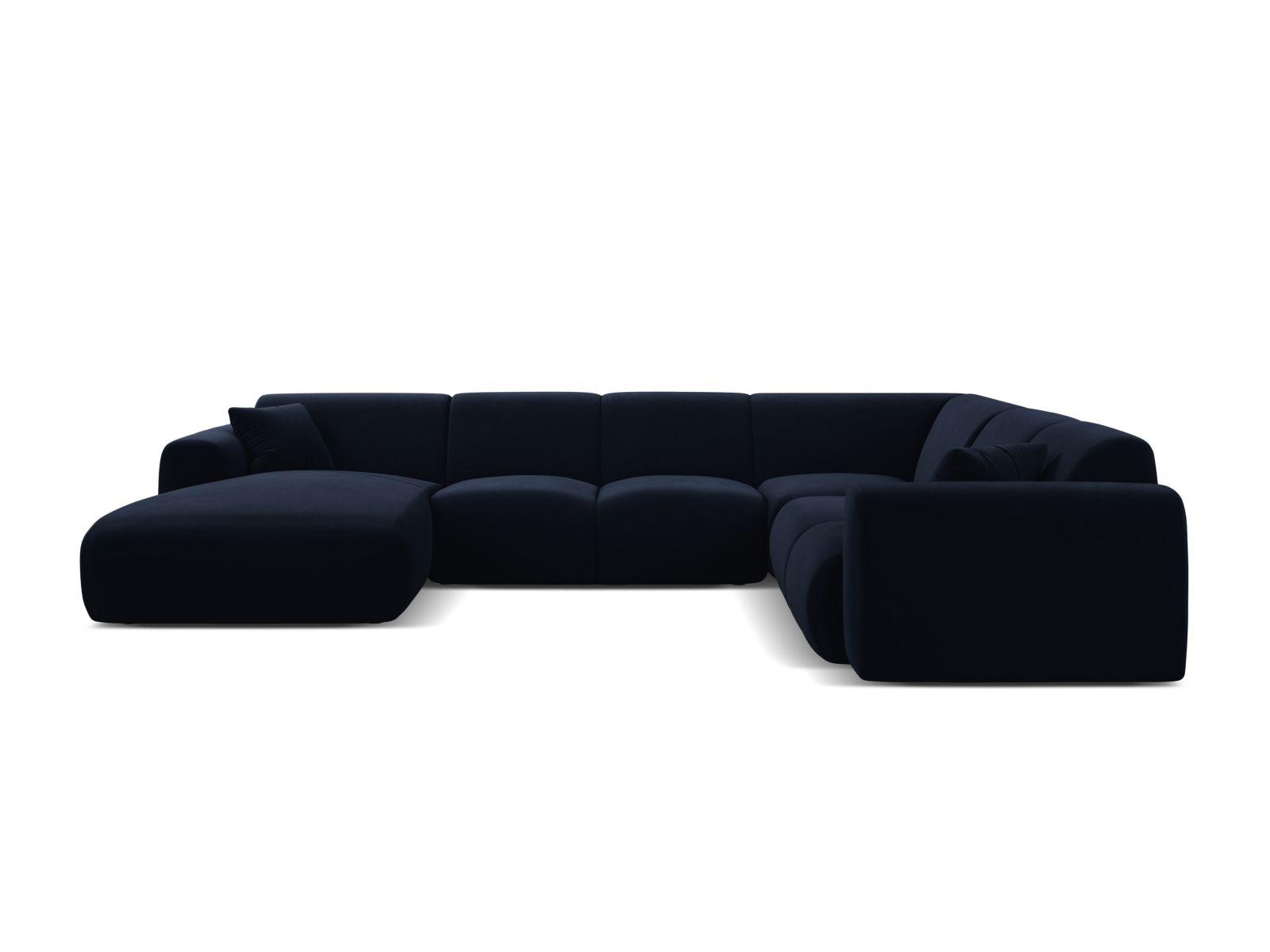 Velvet Modular Panoramic Right Corner Sofa, "Molino", 6 Seats, 326x252x72