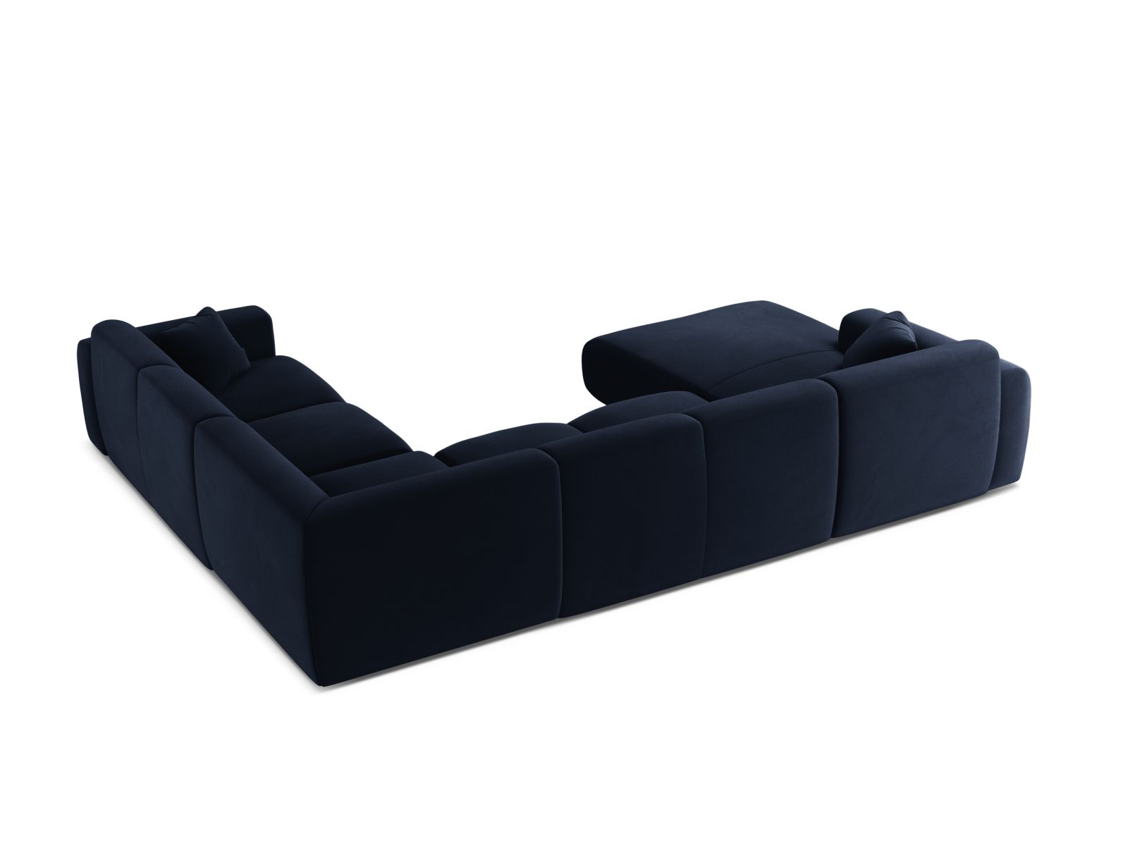 Velvet Modular Panoramic Right Corner Sofa, "Molino", 6 Seats, 326x252x72