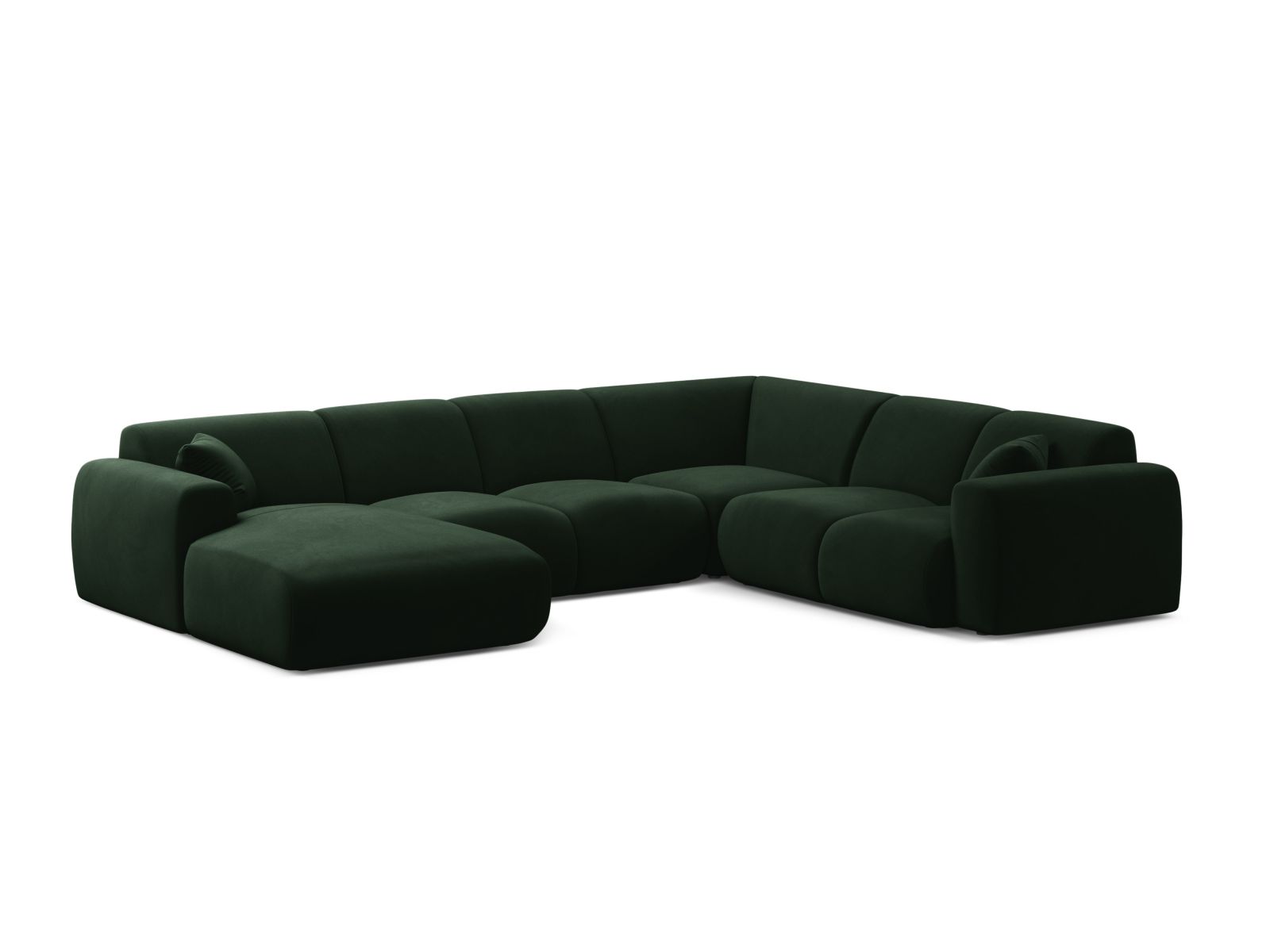 Velvet Modular Panoramic Right Corner Sofa, "Molino", 6 Seats, 326x252x72