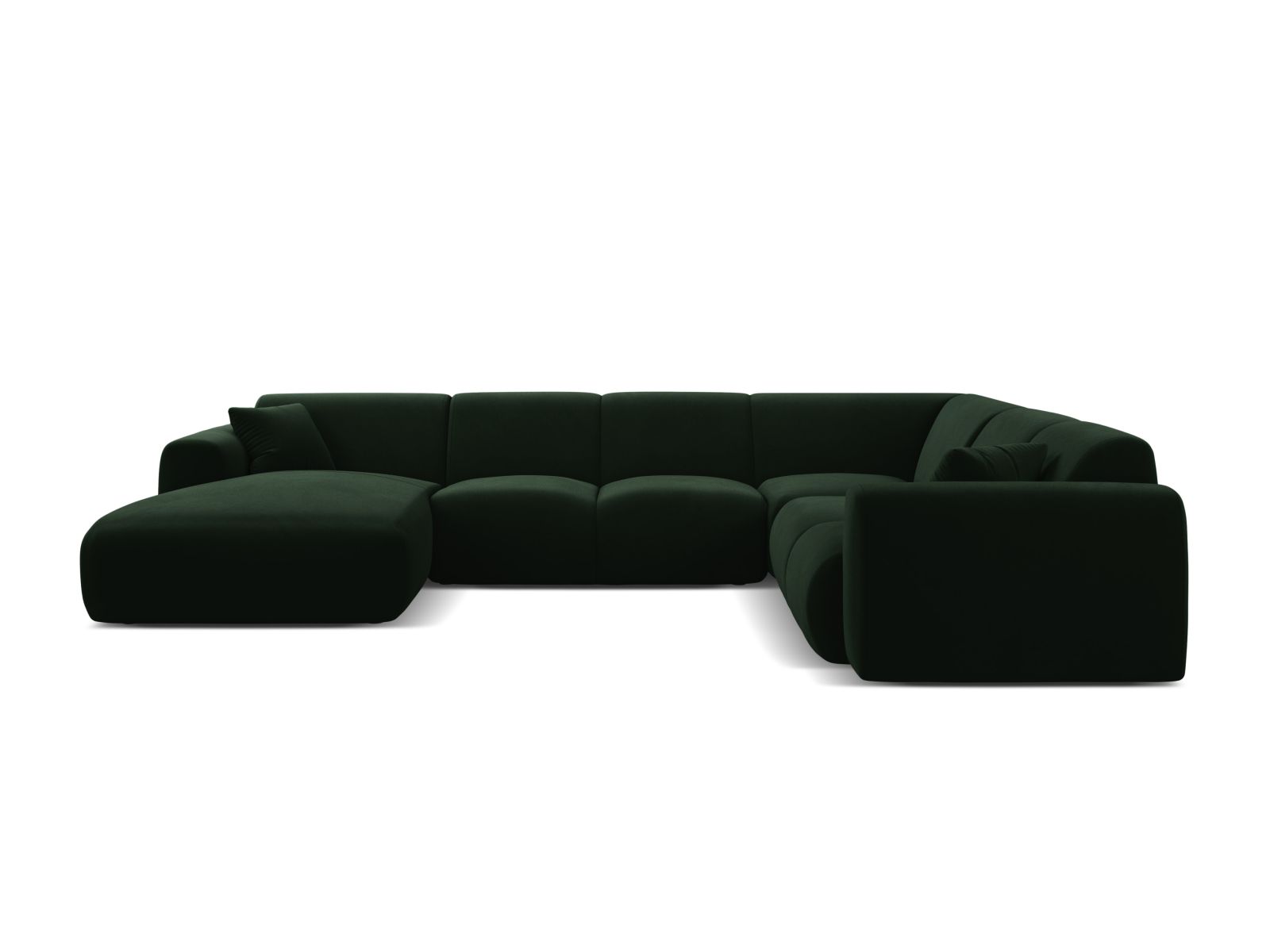 Velvet Modular Panoramic Right Corner Sofa, "Molino", 6 Seats, 326x252x72