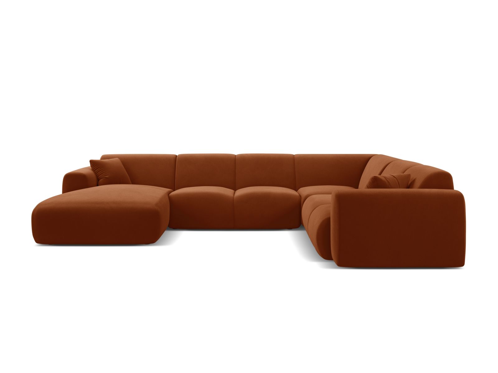 Velvet Modular Panoramic Right Corner Sofa, "Molino", 6 Seats, 326x252x72