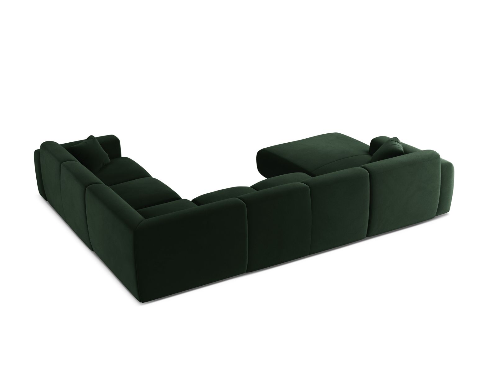 Velvet Modular Panoramic Right Corner Sofa, "Molino", 6 Seats, 326x252x72