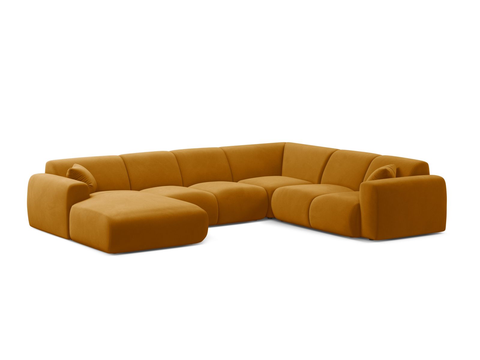 Velvet Modular Panoramic Right Corner Sofa, "Molino", 6 Seats, 326x252x72