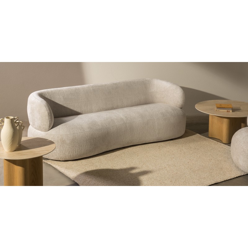 Sofa do salonu Tiubo jasnobeżowa, obłe kształty