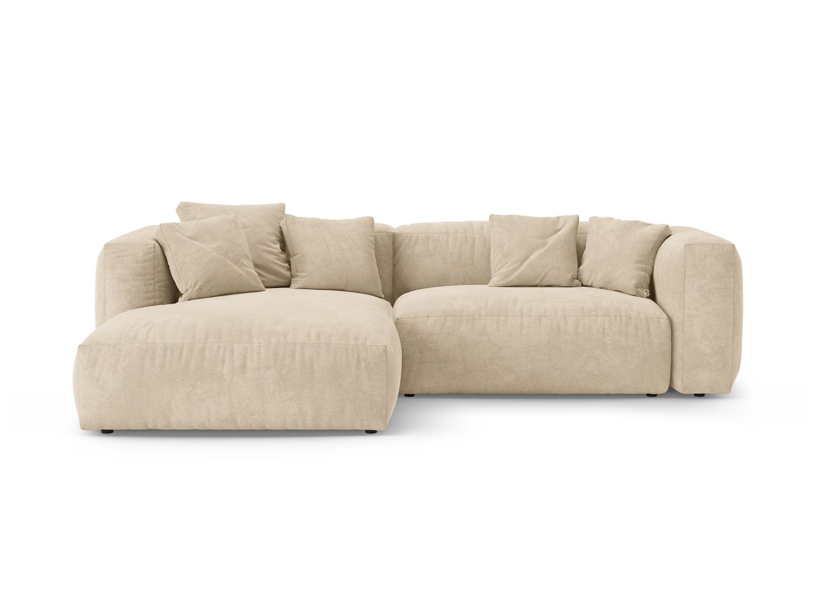 Velvet Left Corner Sofa With Bed Function, "Martina", 4 Seats, 280x170x75