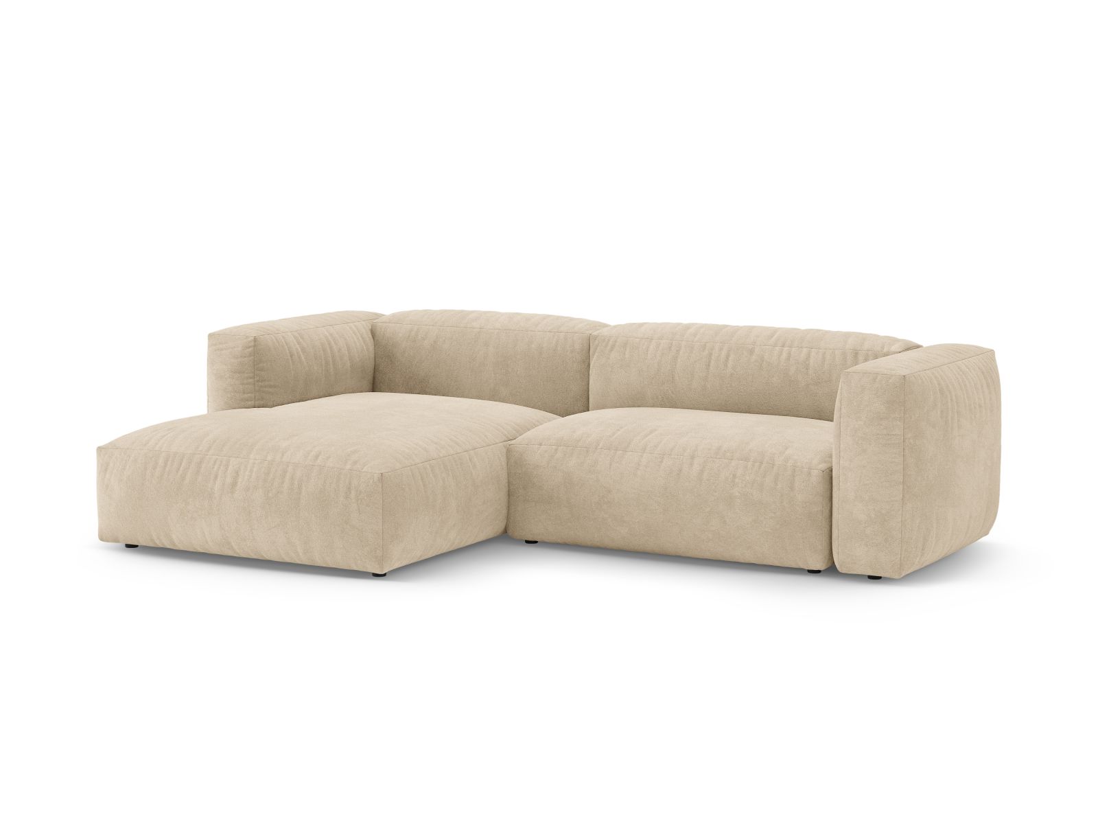 Velvet Left Corner Sofa With Bed Function, "Martina", 4 Seats, 280x170x75