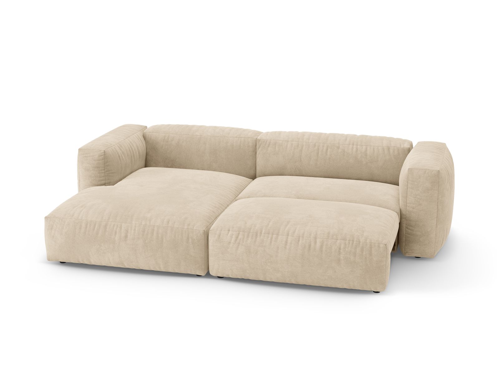 Velvet Left Corner Sofa With Bed Function, "Martina", 4 Seats, 280x170x75