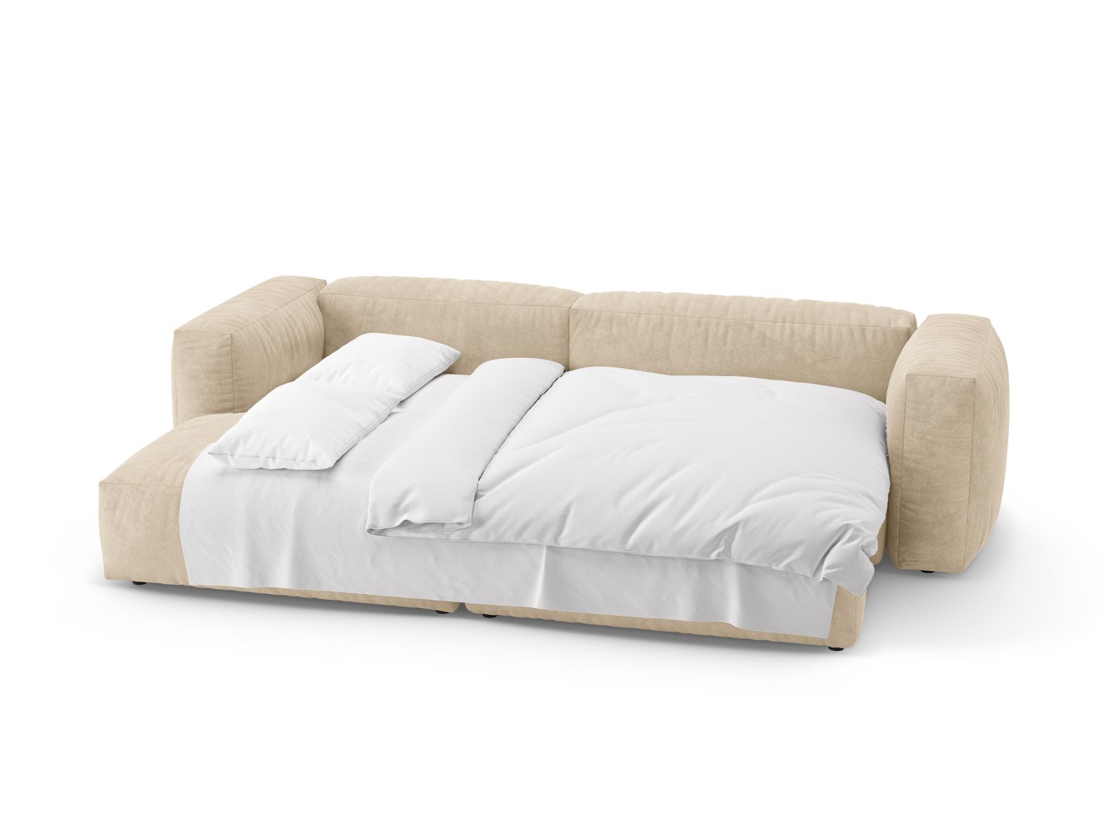 Velvet Left Corner Sofa With Bed Function, "Martina", 4 Seats, 280x170x75