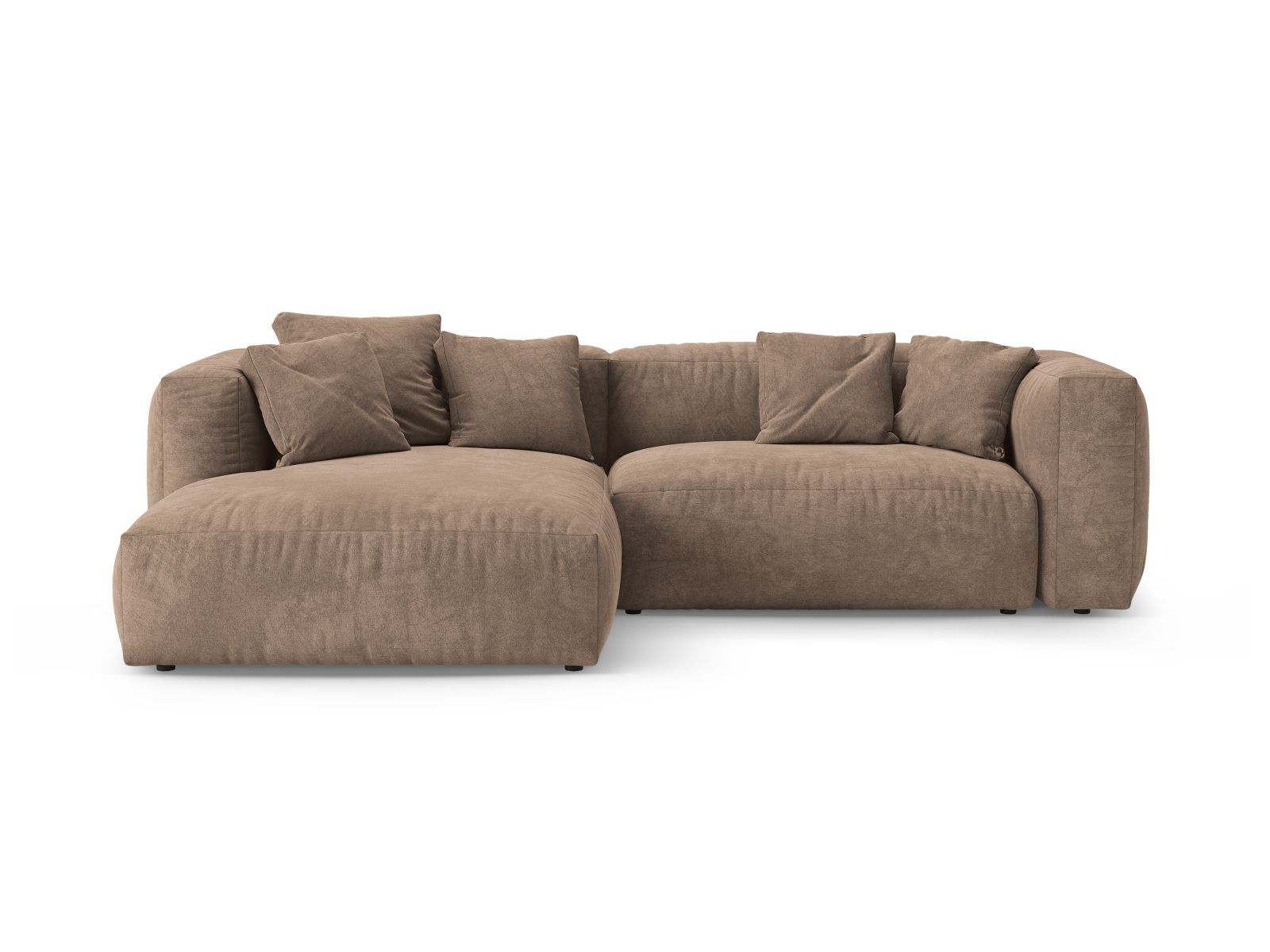Velvet Left Corner Sofa With Bed Function, "Martina", 4 Seats, 280x170x75