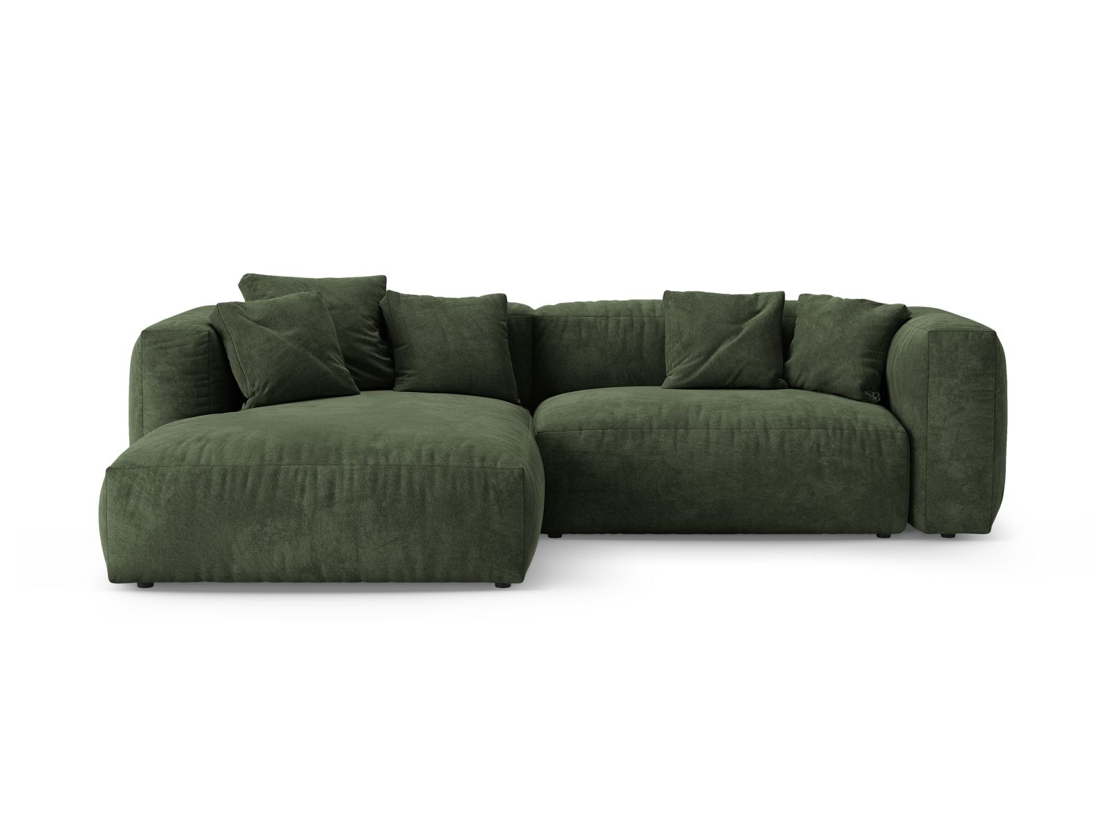 Velvet Left Corner Sofa With Bed Function, "Martina", 4 Seats, 280x170x75