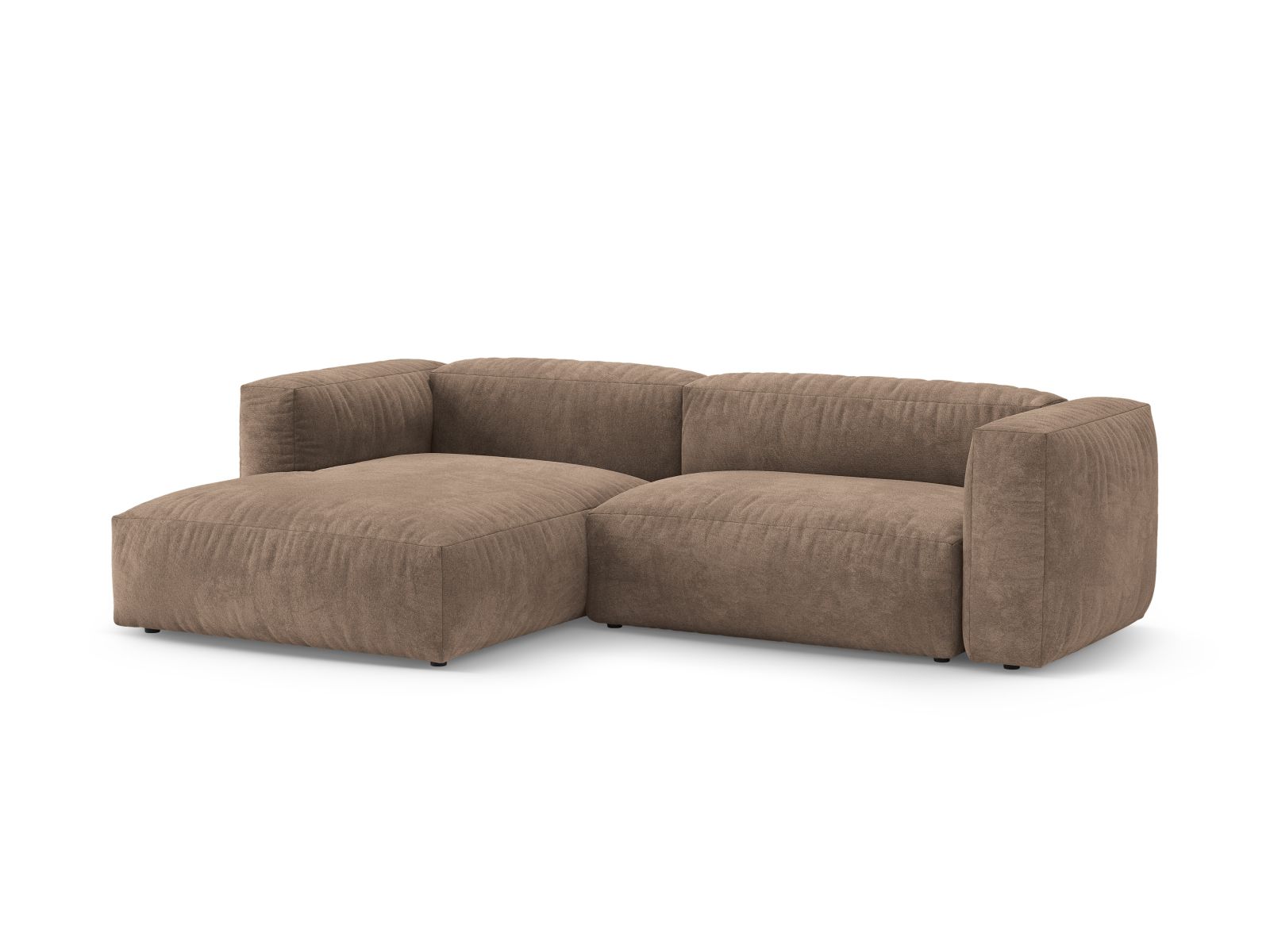 Velvet Left Corner Sofa With Bed Function, "Martina", 4 Seats, 280x170x75