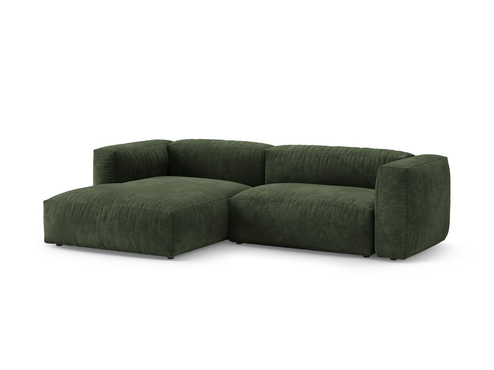 Velvet Left Corner Sofa With Bed Function, "Martina", 4 Seats, 280x170x75