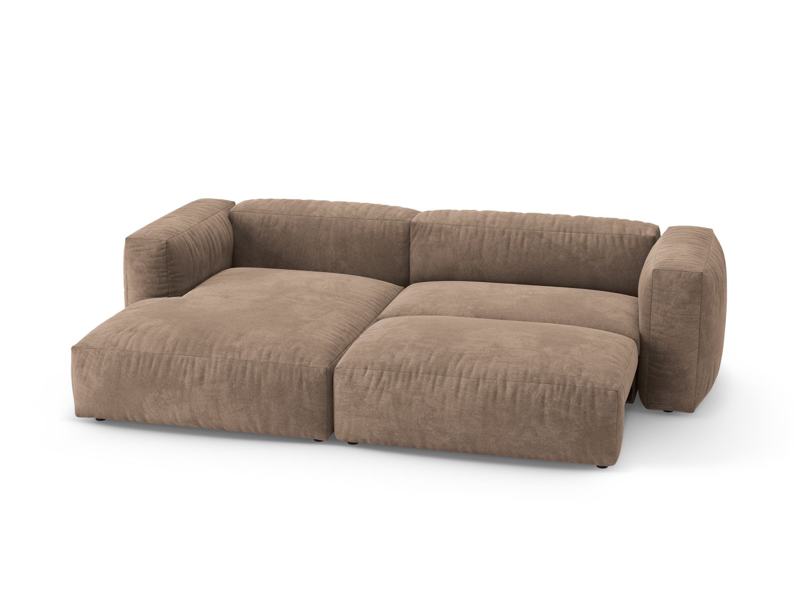 Velvet Left Corner Sofa With Bed Function, "Martina", 4 Seats, 280x170x75
