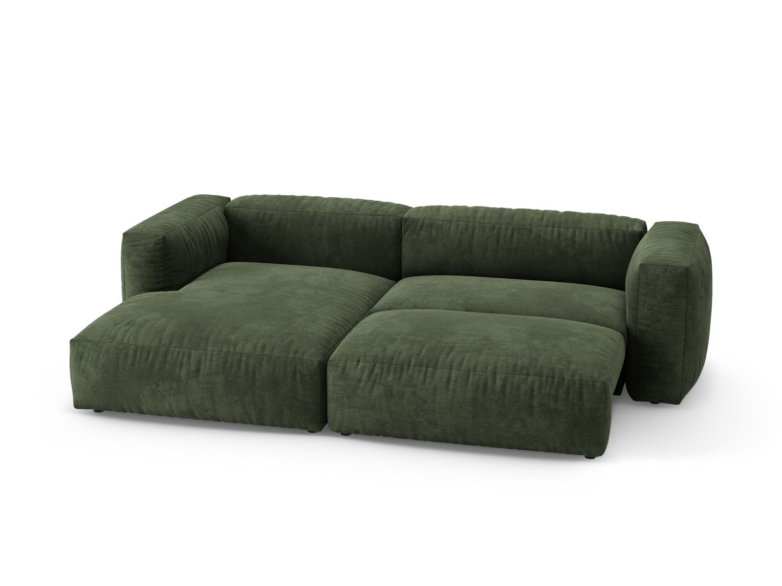 Velvet Left Corner Sofa With Bed Function, "Martina", 4 Seats, 280x170x75