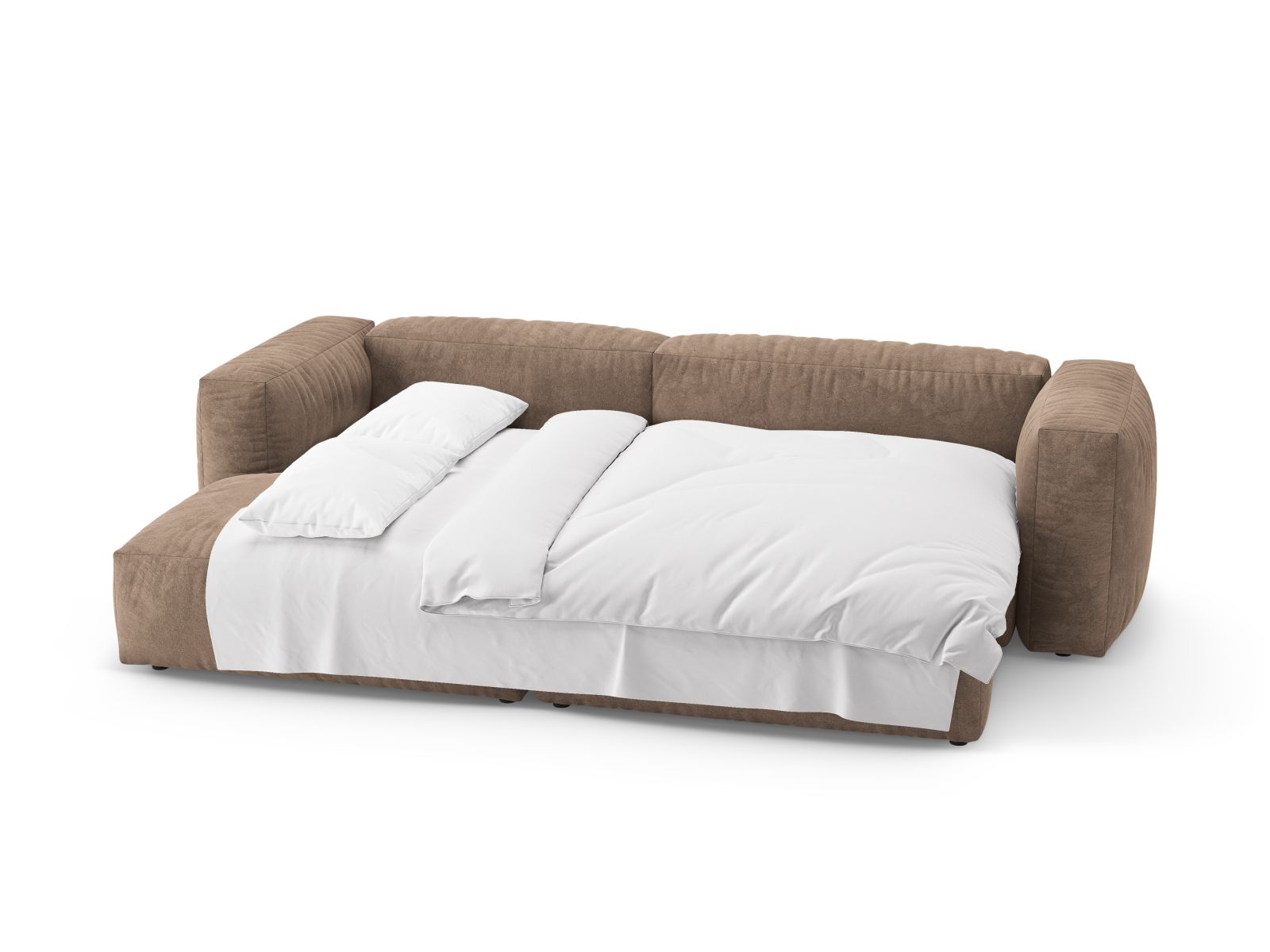 Velvet Left Corner Sofa With Bed Function, "Martina", 4 Seats, 280x170x75
