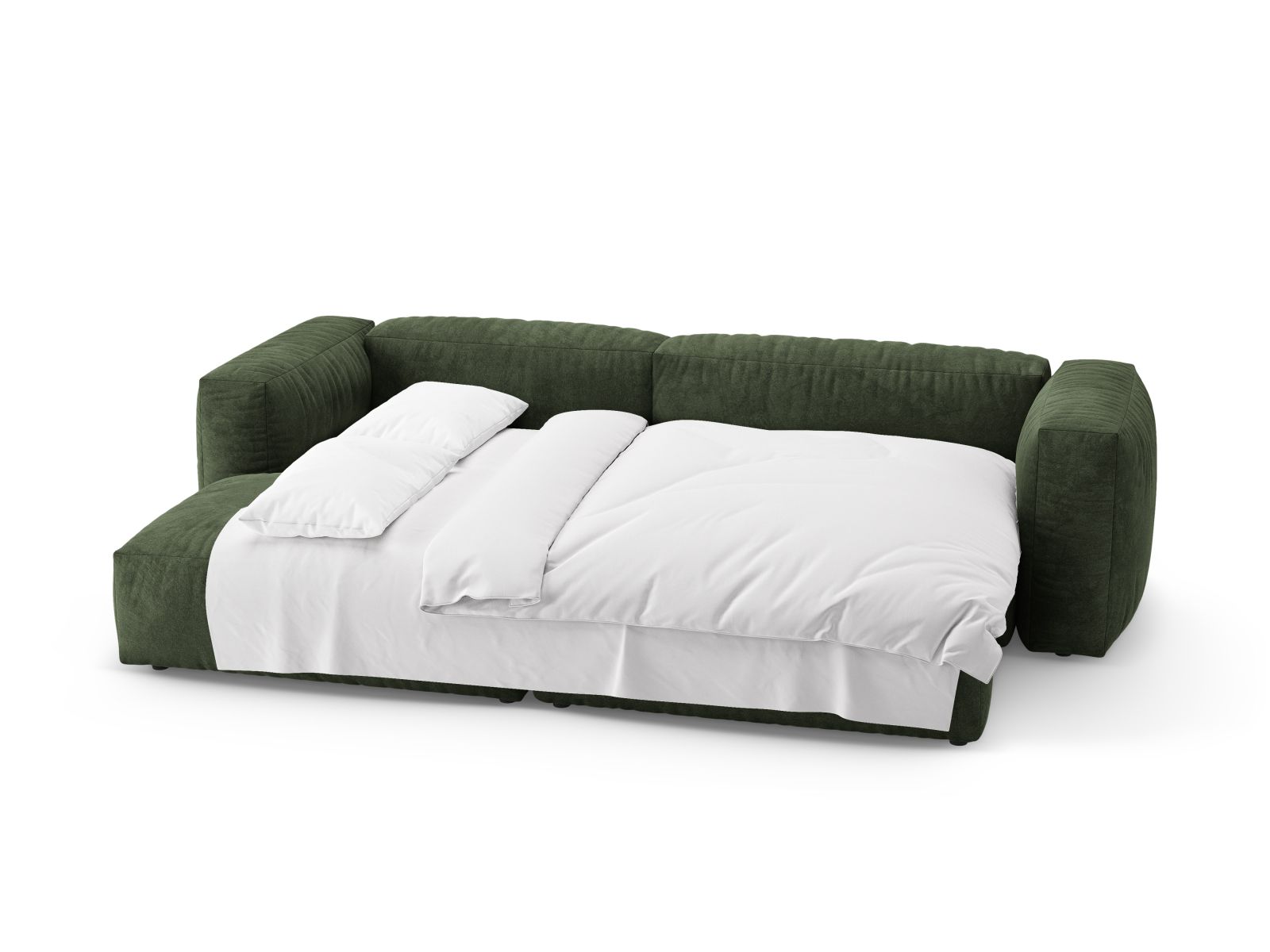 Velvet Left Corner Sofa With Bed Function, "Martina", 4 Seats, 280x170x75