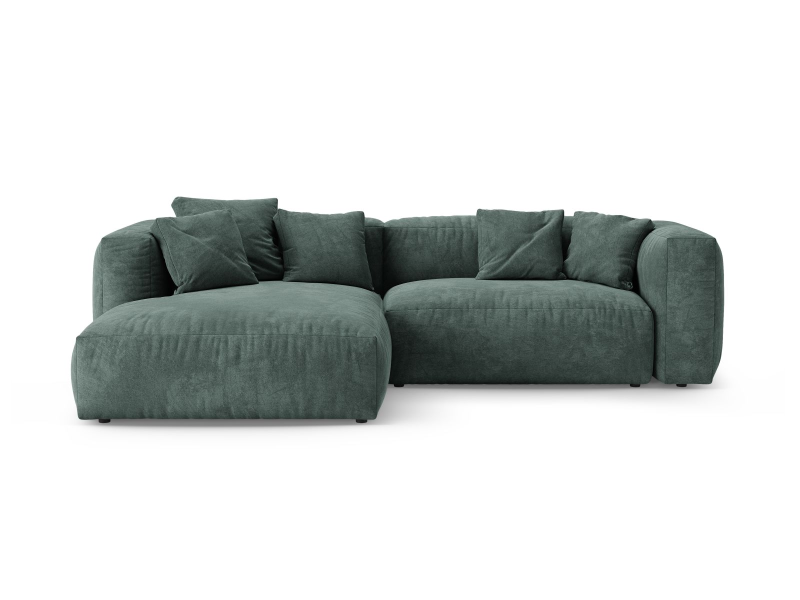 Velvet Left Corner Sofa With Bed Function, "Martina", 4 Seats, 280x170x75