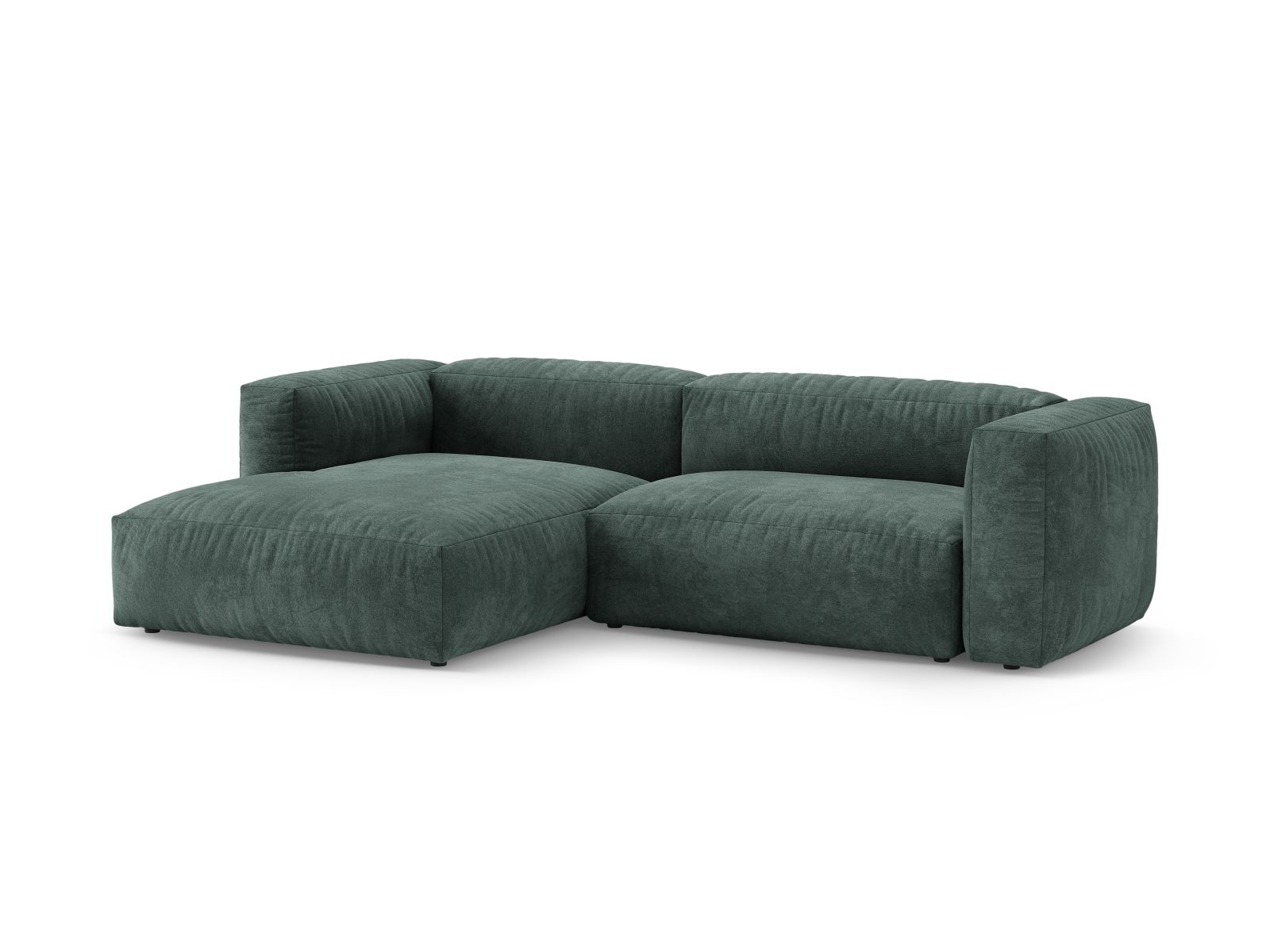 Velvet Left Corner Sofa With Bed Function, "Martina", 4 Seats, 280x170x75
