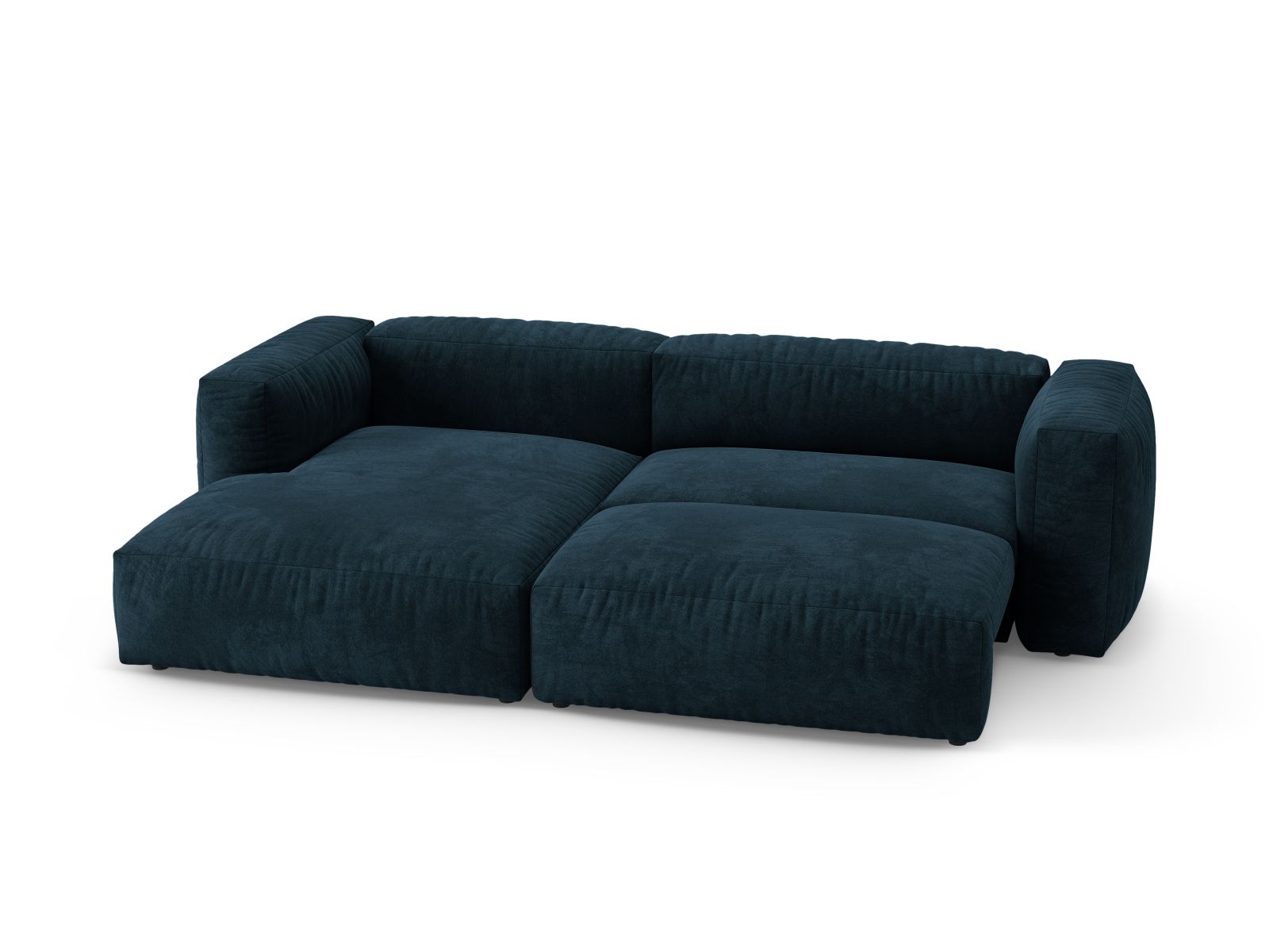 Velvet Left Corner Sofa With Bed Function, "Martina", 4 Seats, 280x170x75
