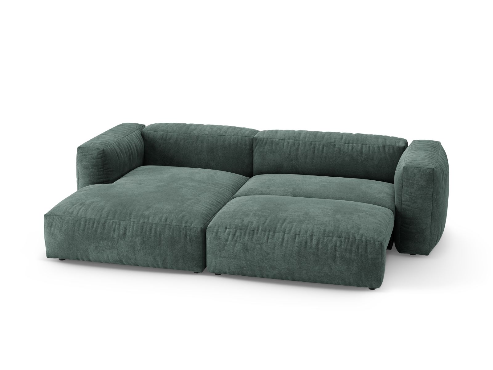Velvet Left Corner Sofa With Bed Function, "Martina", 4 Seats, 280x170x75