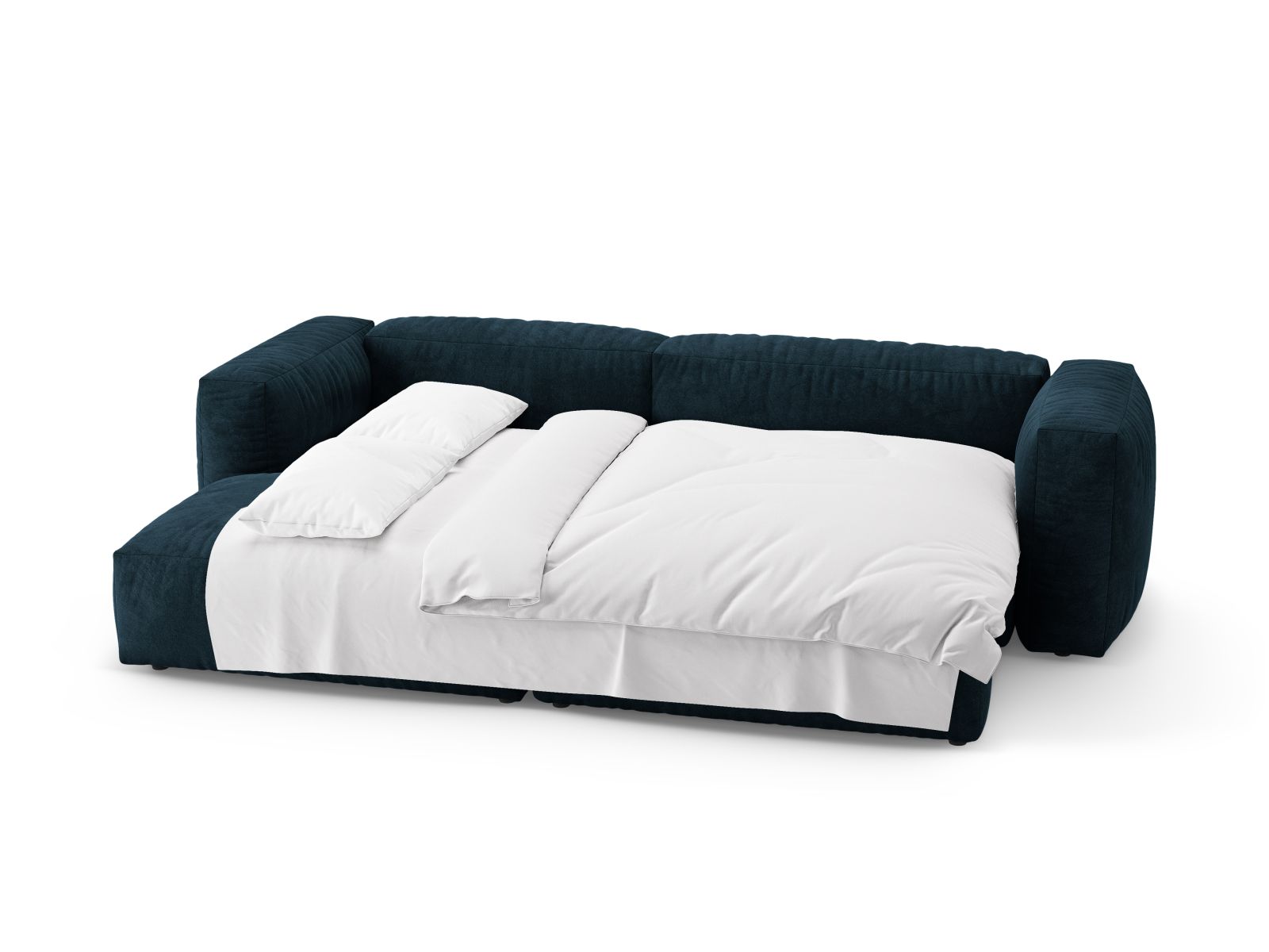 Velvet Left Corner Sofa With Bed Function, "Martina", 4 Seats, 280x170x75