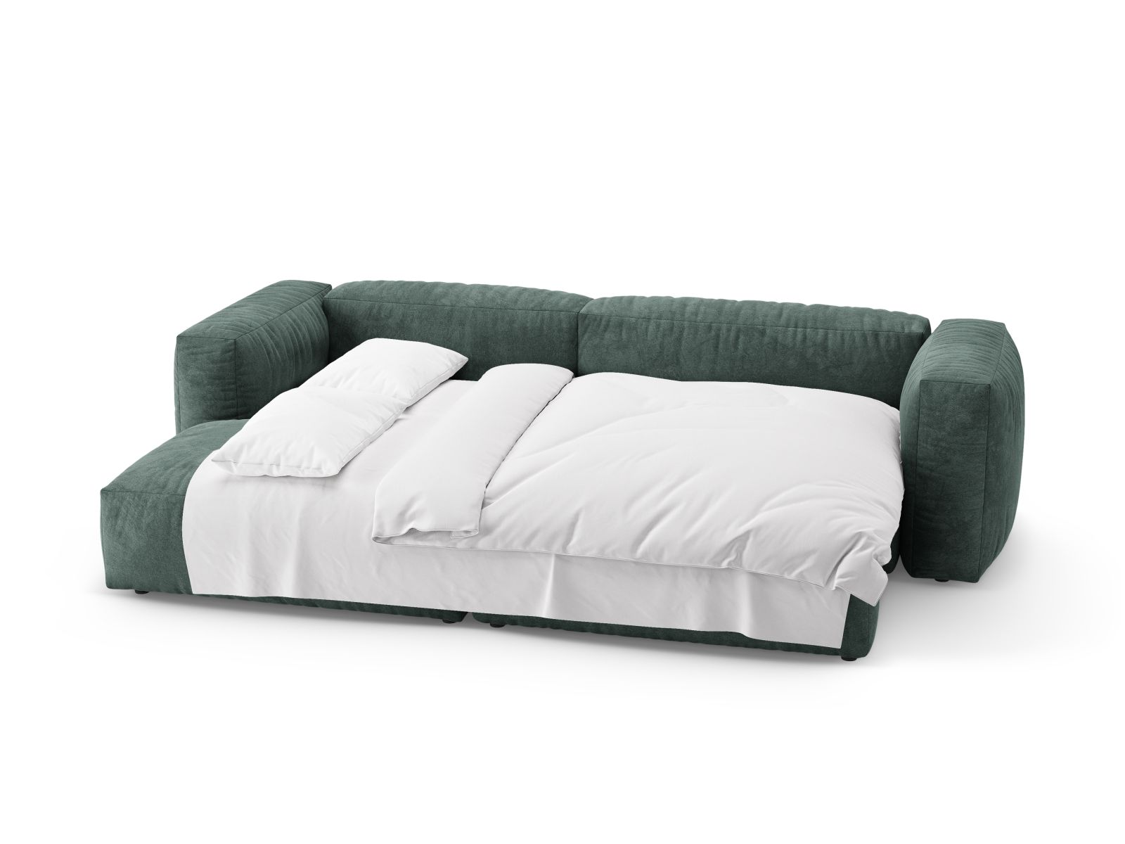 Velvet Left Corner Sofa With Bed Function, "Martina", 4 Seats, 280x170x75