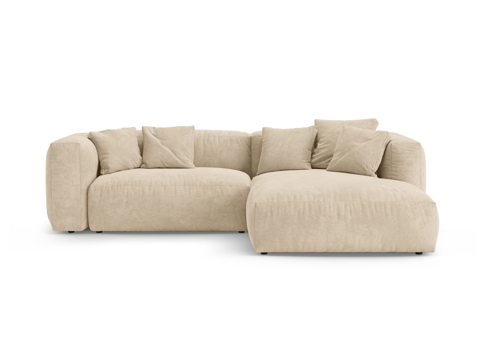 Velvet Right Corner Sofa With Bed Function, "Martina", 4 Seats, 280x170x75