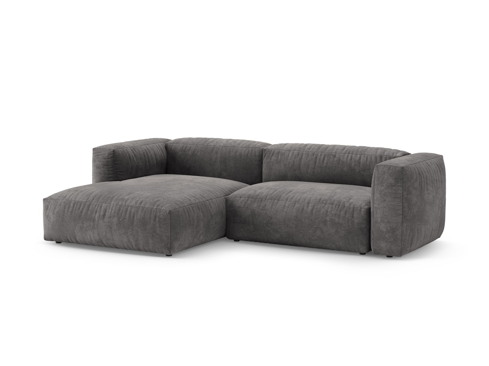Velvet Left Corner Sofa With Bed Function, "Martina", 4 Seats, 280x170x75