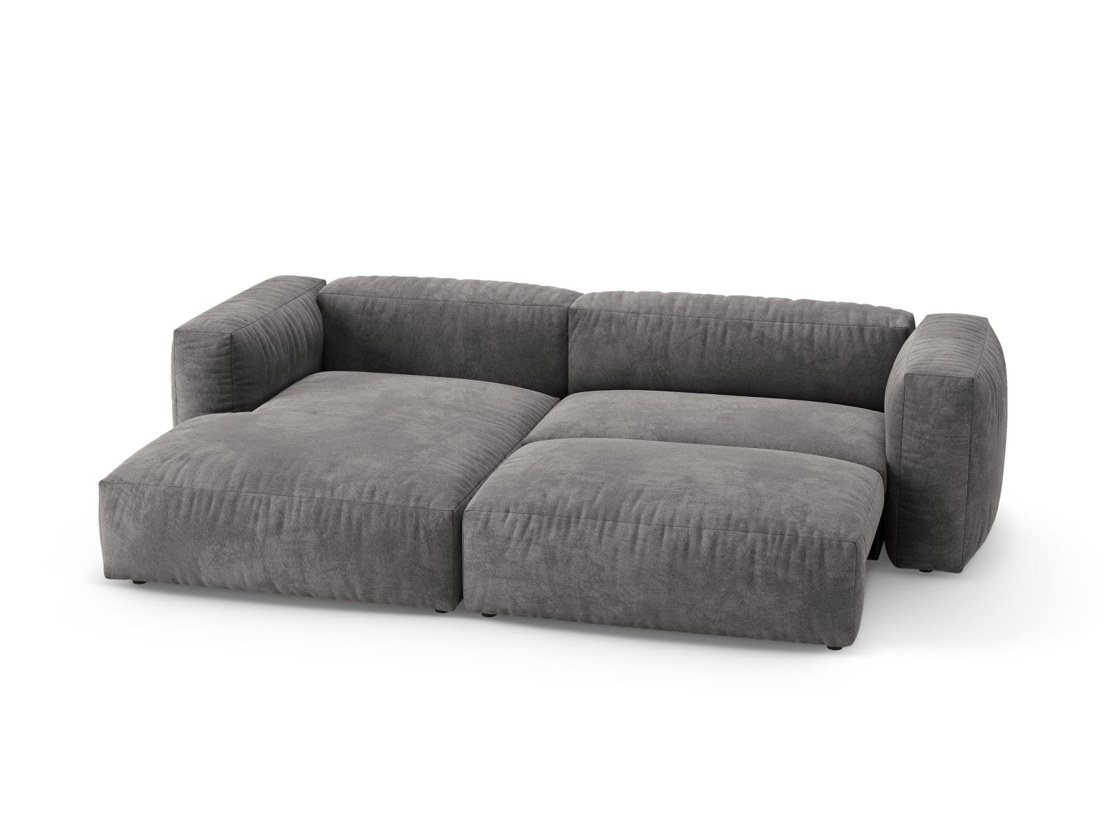 Velvet Left Corner Sofa With Bed Function, "Martina", 4 Seats, 280x170x75