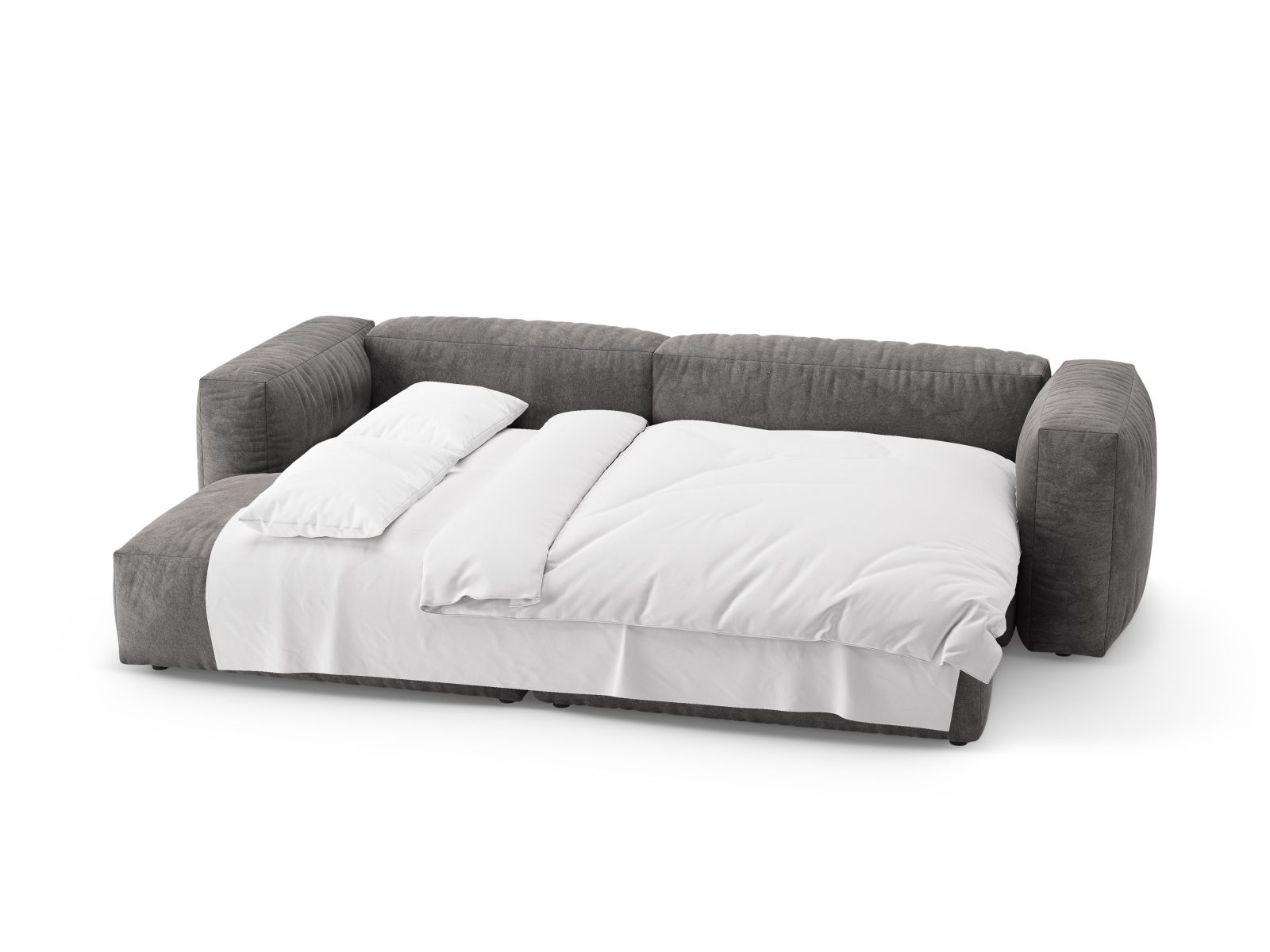 Velvet Left Corner Sofa With Bed Function, "Martina", 4 Seats, 280x170x75