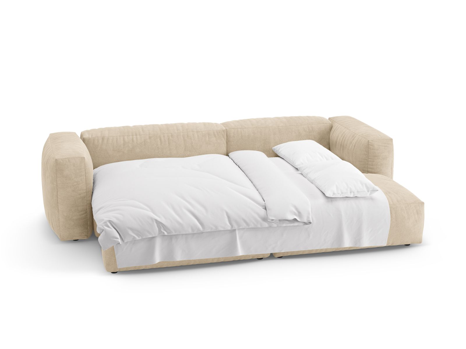 Velvet Right Corner Sofa With Bed Function, "Martina", 4 Seats, 280x170x75