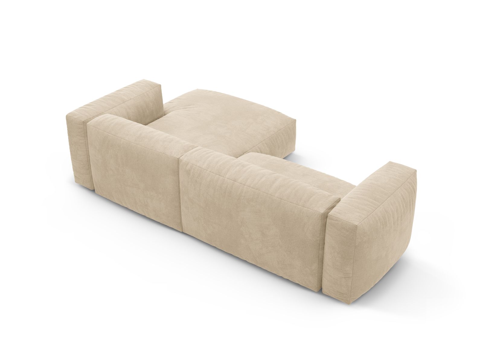 Velvet Right Corner Sofa With Bed Function, "Martina", 4 Seats, 280x170x75