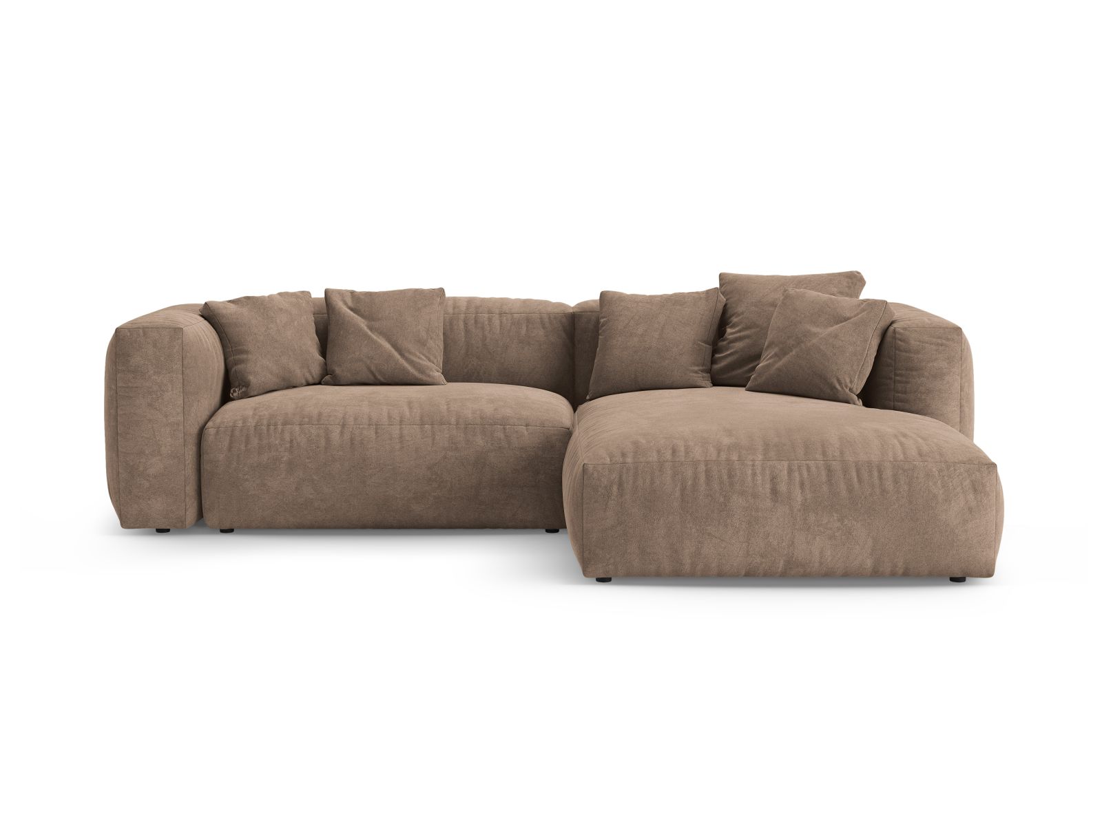 Velvet Right Corner Sofa With Bed Function, "Martina", 4 Seats, 280x170x75