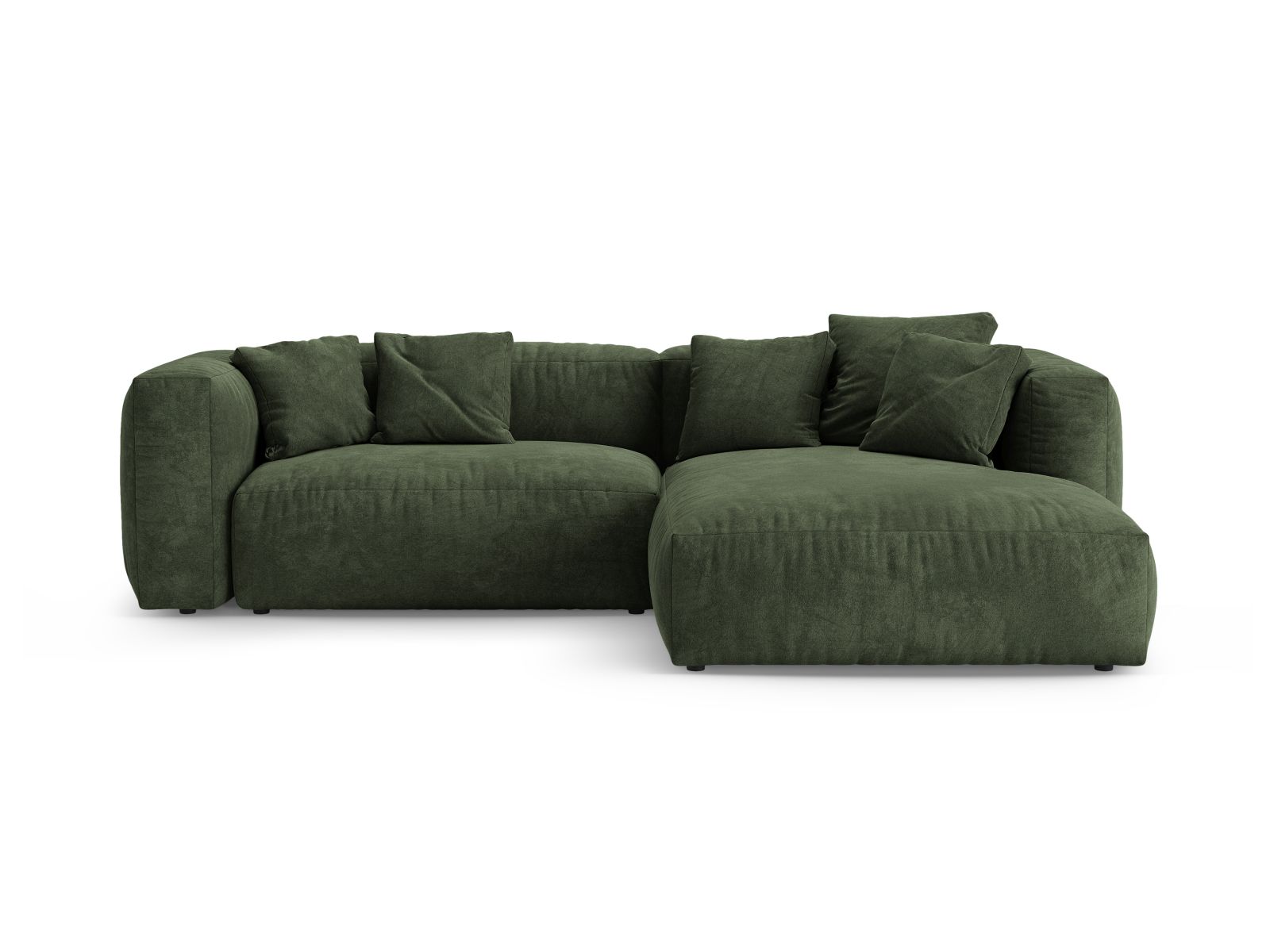 Velvet Right Corner Sofa With Bed Function, "Martina", 4 Seats, 280x170x75