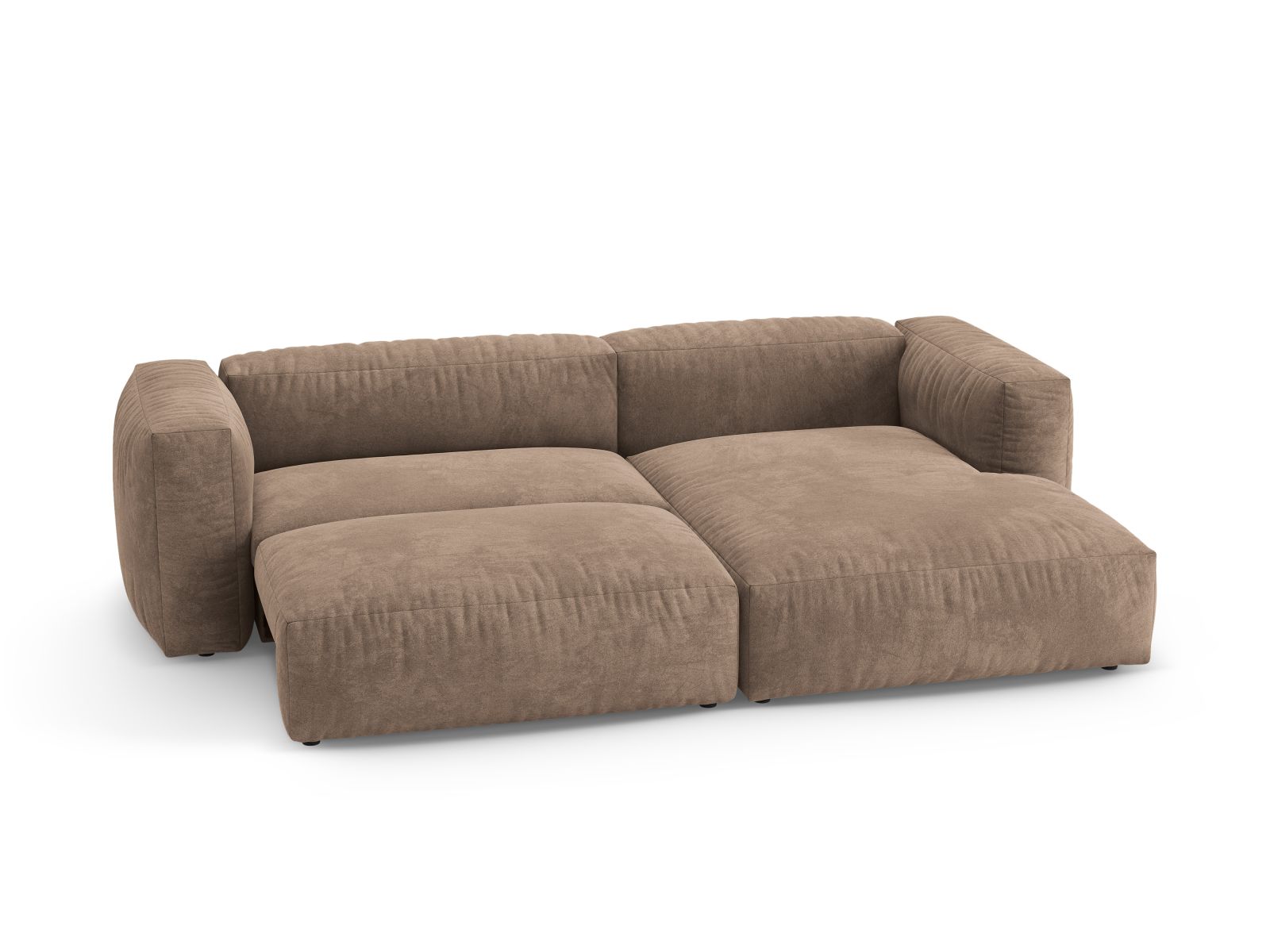 Velvet Right Corner Sofa With Bed Function, "Martina", 4 Seats, 280x170x75