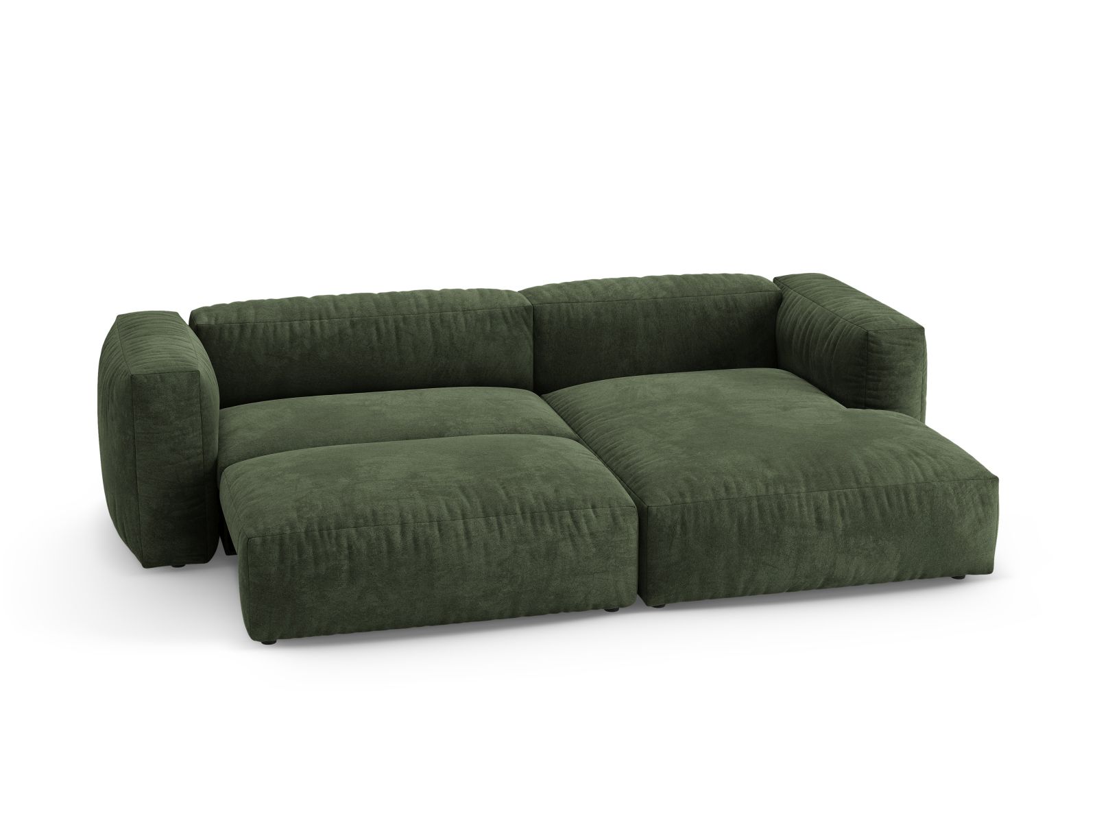 Velvet Right Corner Sofa With Bed Function, "Martina", 4 Seats, 280x170x75