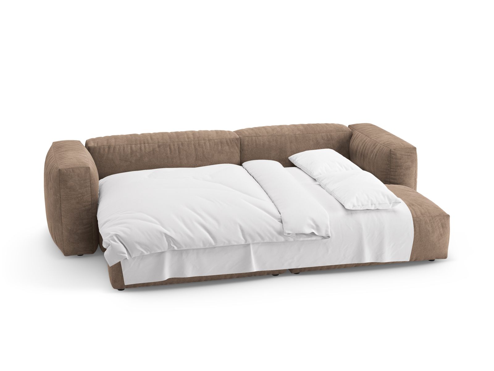 Velvet Right Corner Sofa With Bed Function, "Martina", 4 Seats, 280x170x75