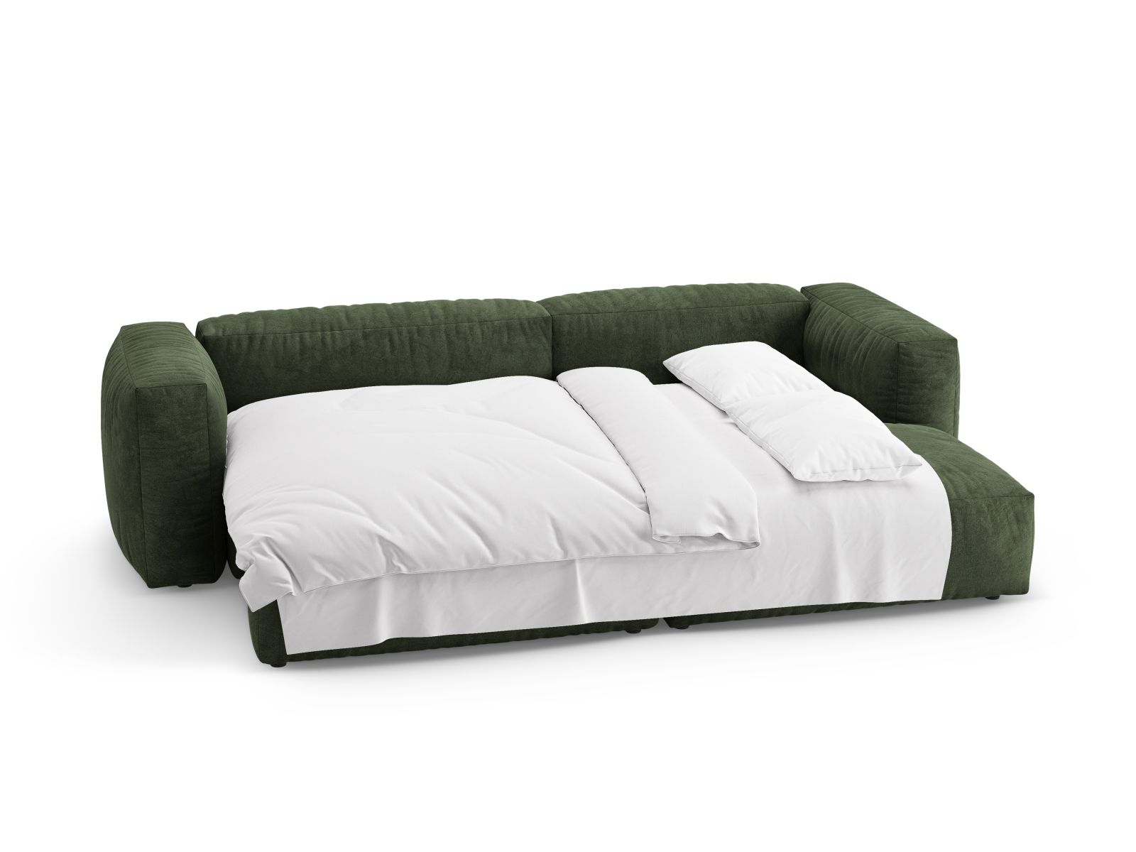 Velvet Right Corner Sofa With Bed Function, "Martina", 4 Seats, 280x170x75