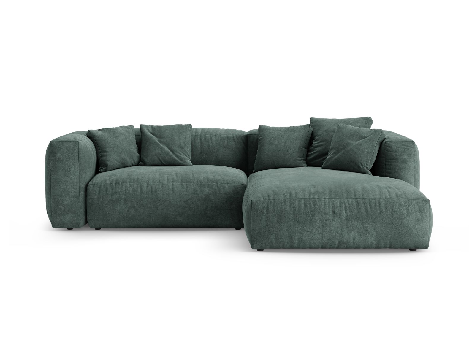 Velvet Right Corner Sofa With Bed Function, "Martina", 4 Seats, 280x170x75