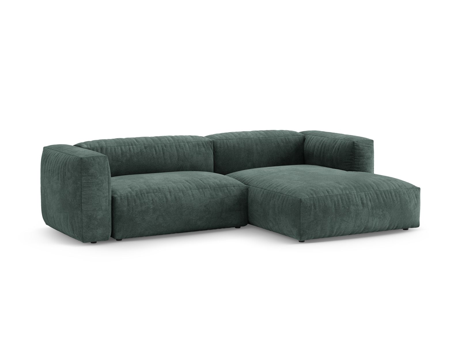 Velvet Right Corner Sofa With Bed Function, "Martina", 4 Seats, 280x170x75