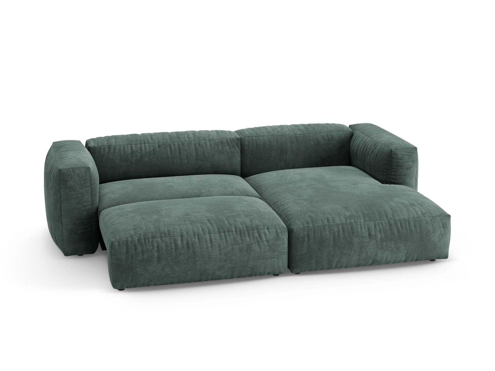Velvet Right Corner Sofa With Bed Function, "Martina", 4 Seats, 280x170x75