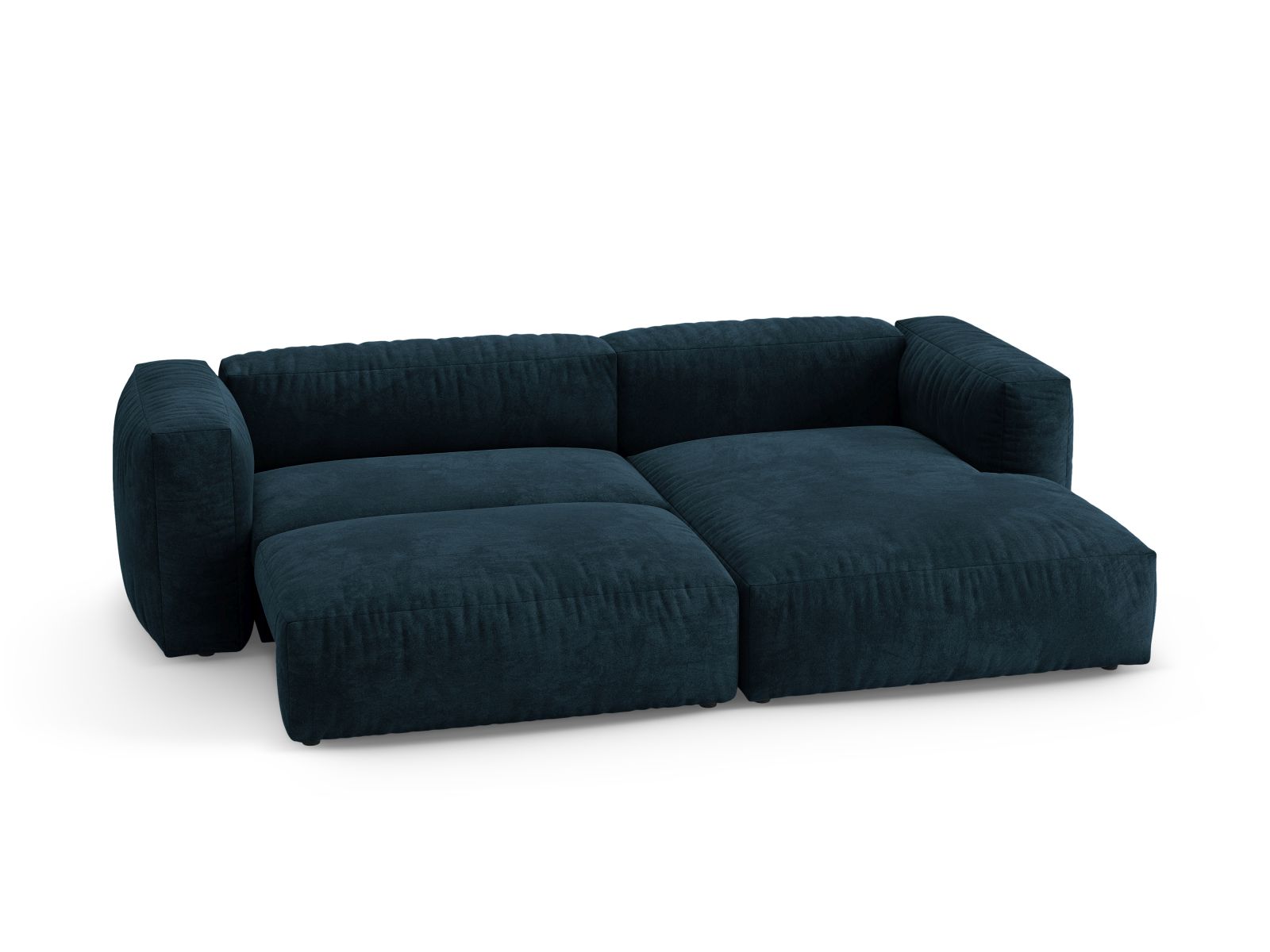 Velvet Right Corner Sofa With Bed Function, "Martina", 4 Seats, 280x170x75