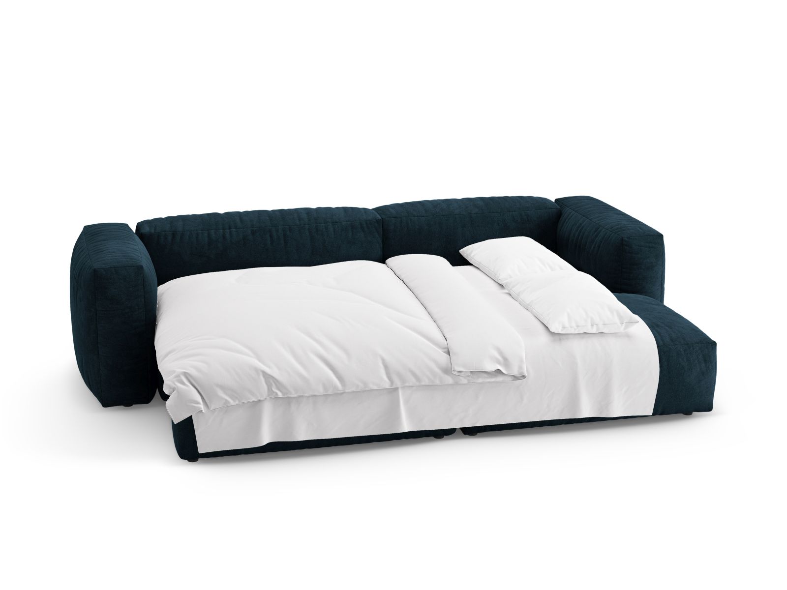 Velvet Right Corner Sofa With Bed Function, "Martina", 4 Seats, 280x170x75