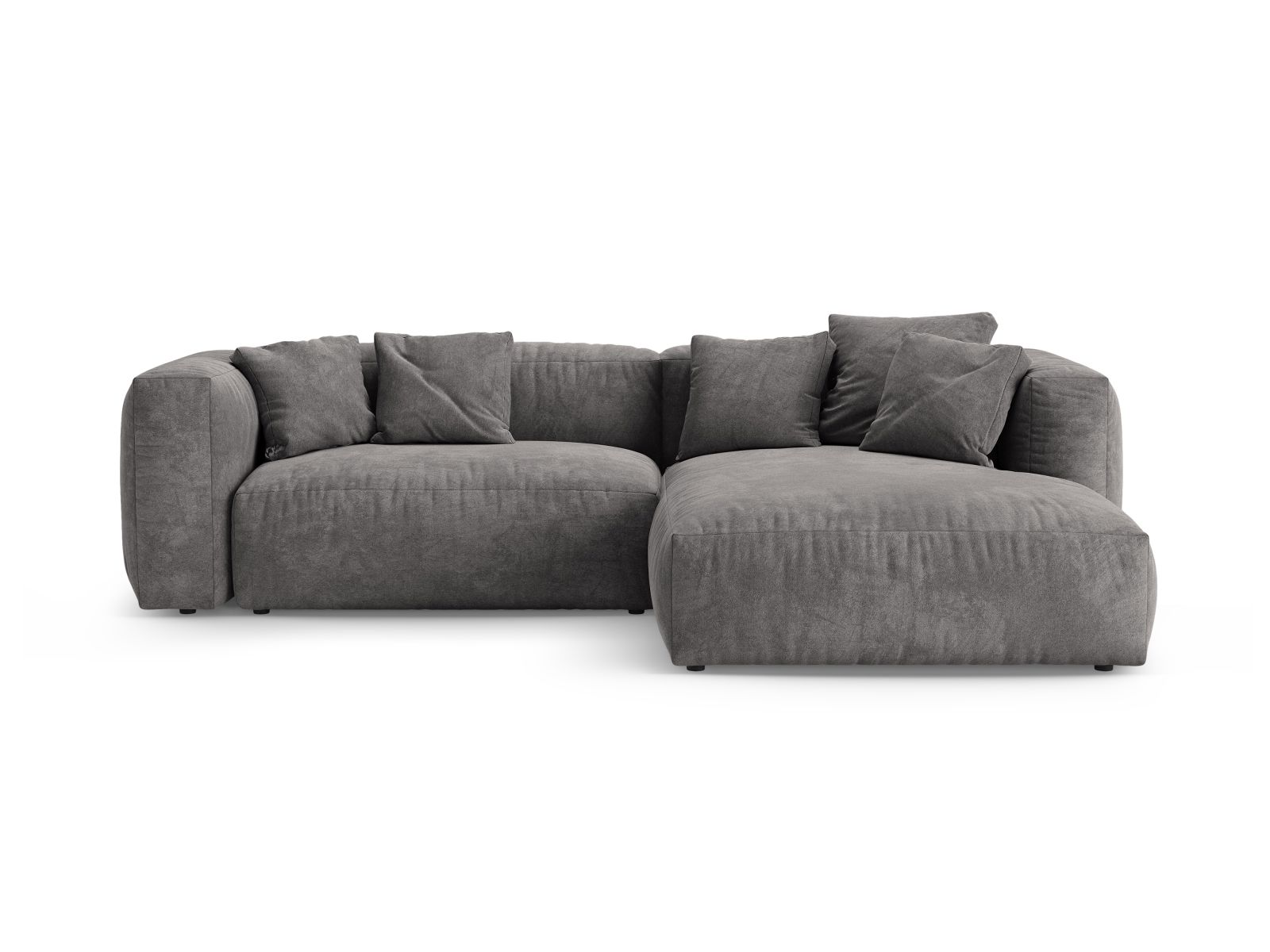 Velvet Right Corner Sofa With Bed Function, "Martina", 4 Seats, 280x170x75