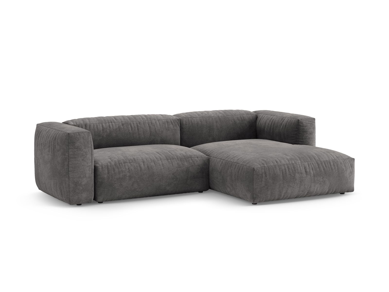 Velvet Right Corner Sofa With Bed Function, "Martina", 4 Seats, 280x170x75