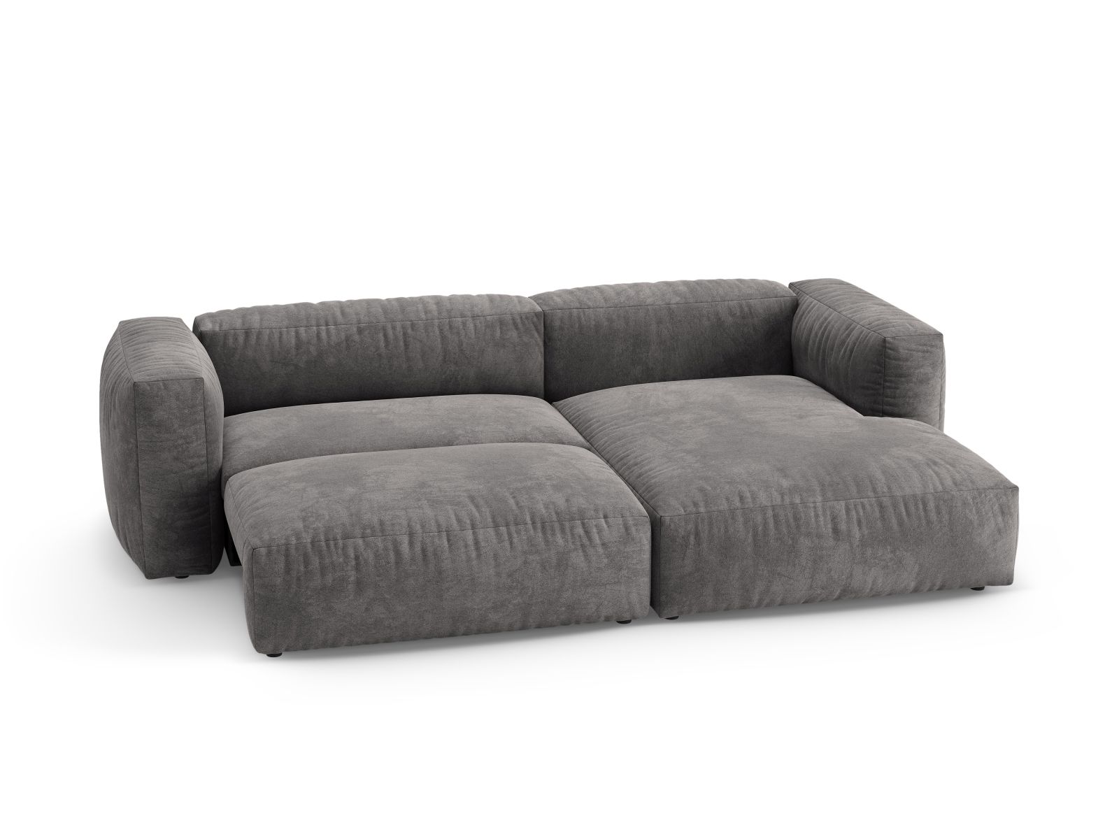 Velvet Right Corner Sofa With Bed Function, "Martina", 4 Seats, 280x170x75