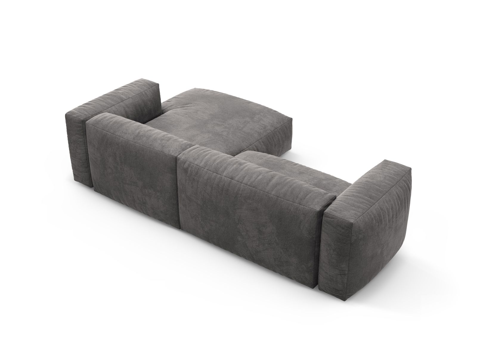 Velvet Right Corner Sofa With Bed Function, "Martina", 4 Seats, 280x170x75