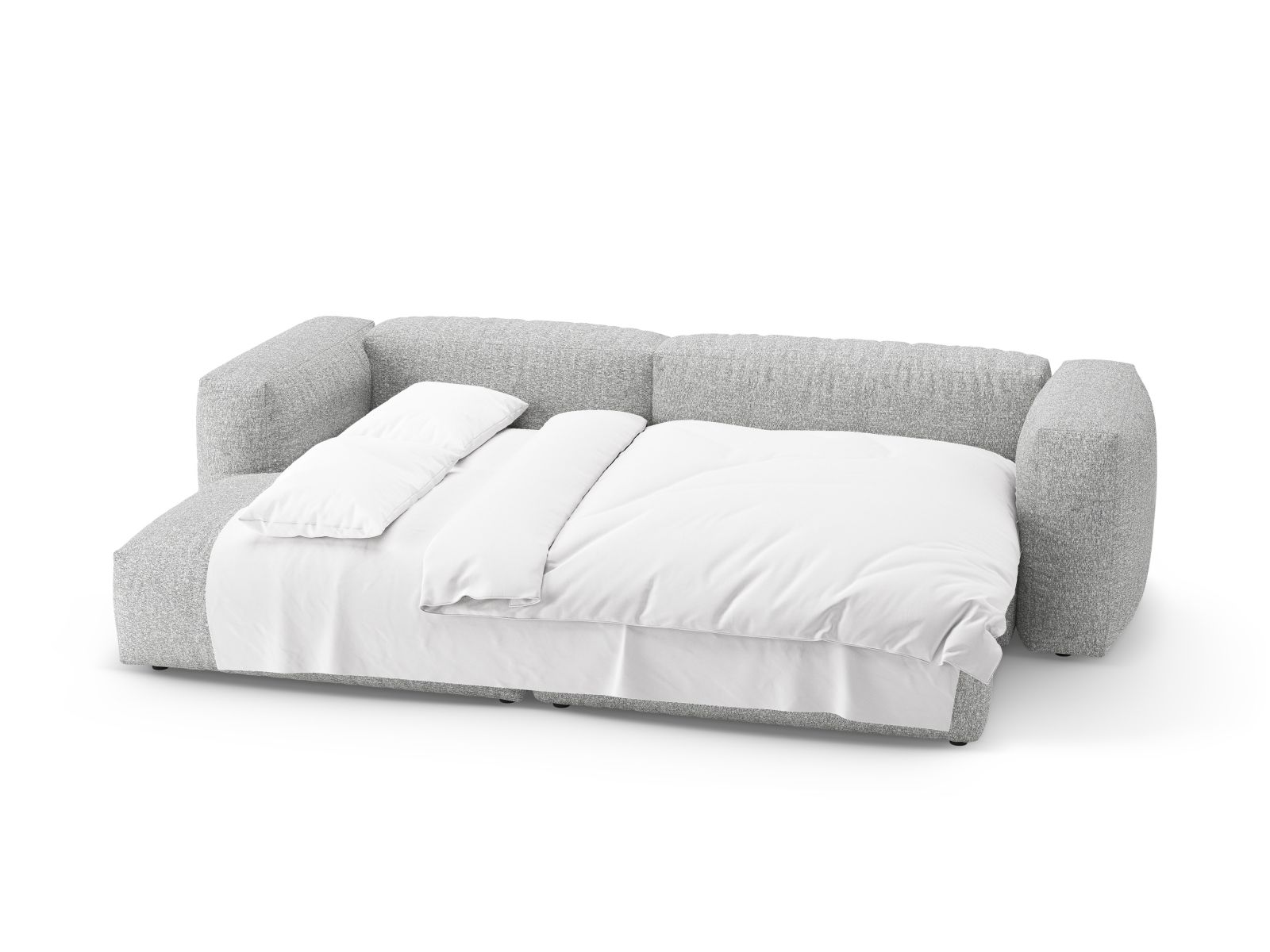 Boucle Left Corner Sofa With Bed Function And Box, "Martina", 4 Seats, 280x170x75
