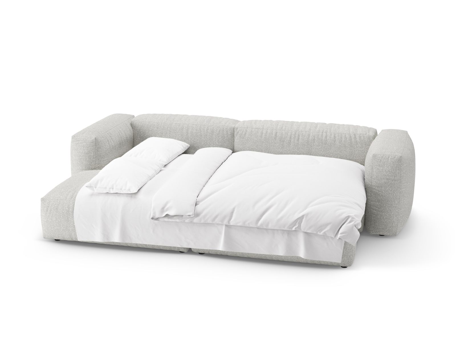 Boucle Left Corner Sofa With Bed Function And Box, "Martina", 4 Seats, 280x170x75